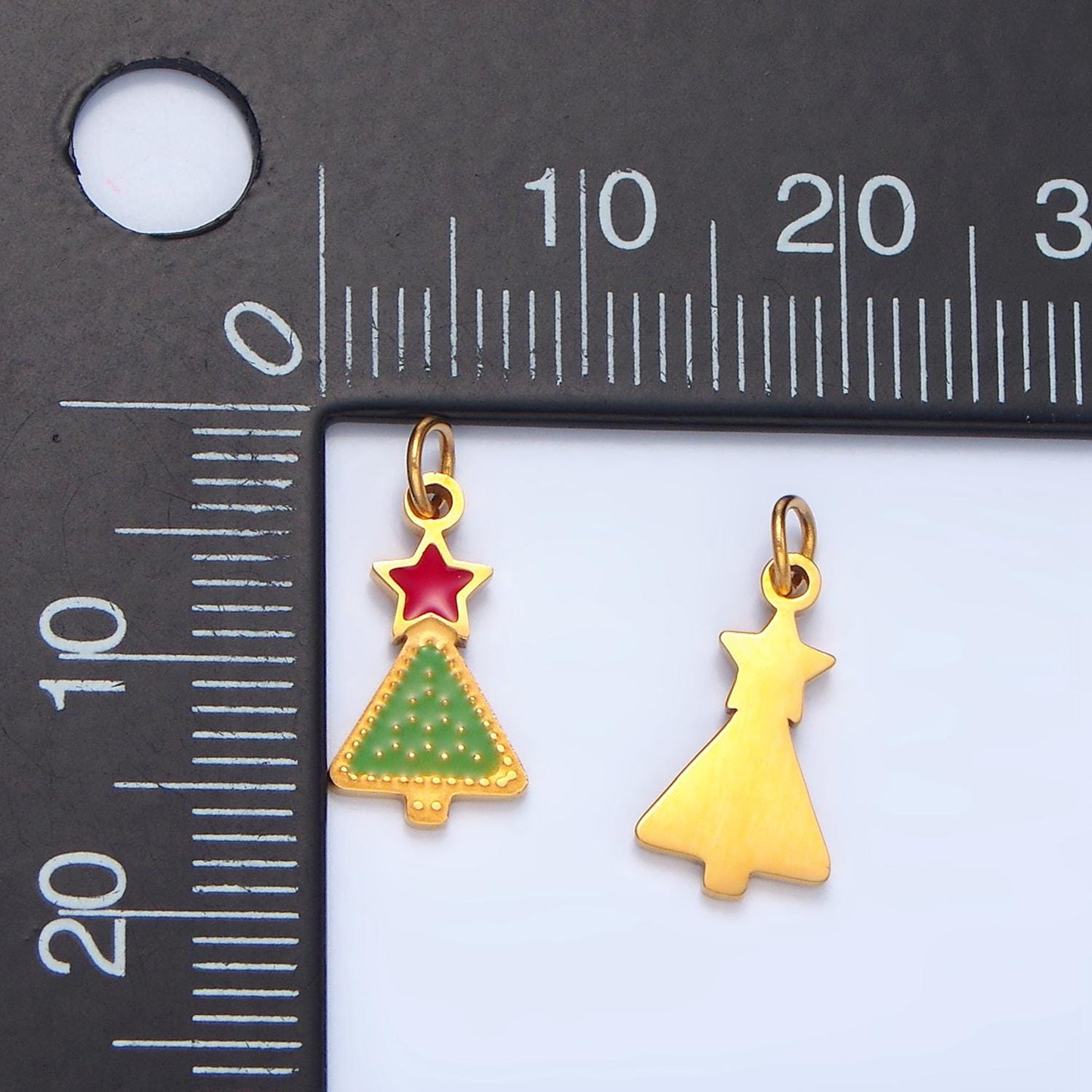 Green Christmas Tree Christmas Holiday Enamel Stainless Steel Charm | P-1520