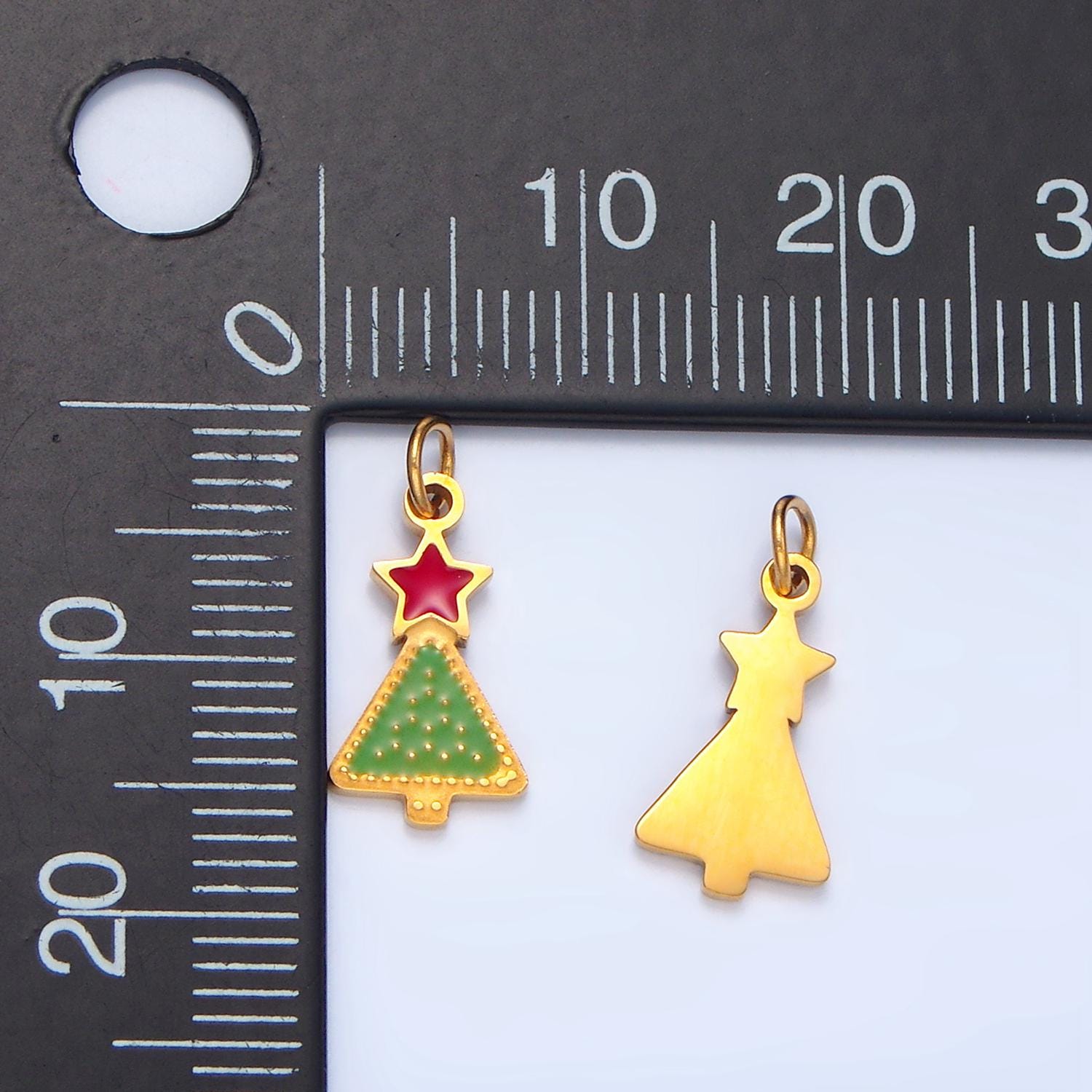 Green Christmas Tree Christmas Holiday Enamel Stainless Steel Charm | P-1520
