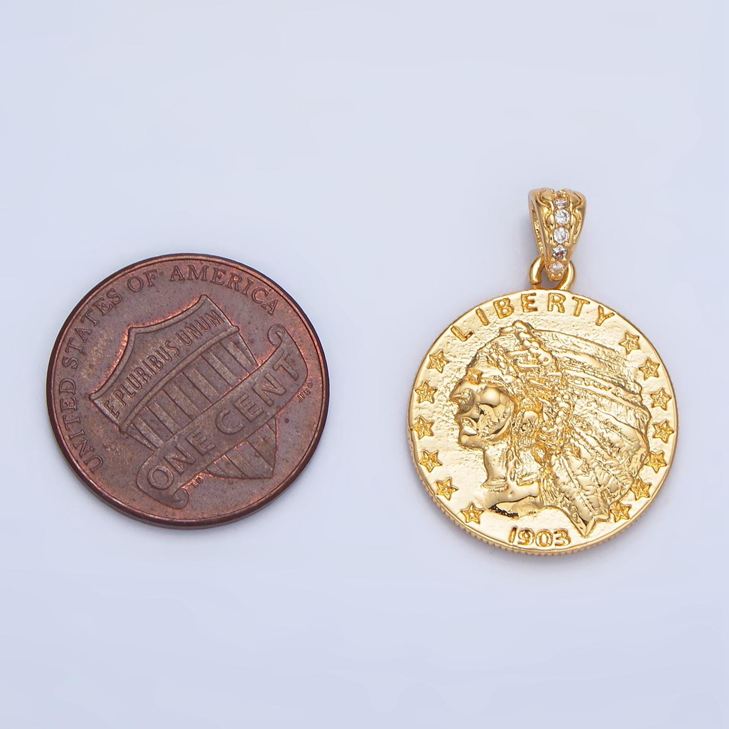Liberty 1903 'Five Dollar' Coin 24K Gold Filled Pendant in Gold & Silver | AA-940
