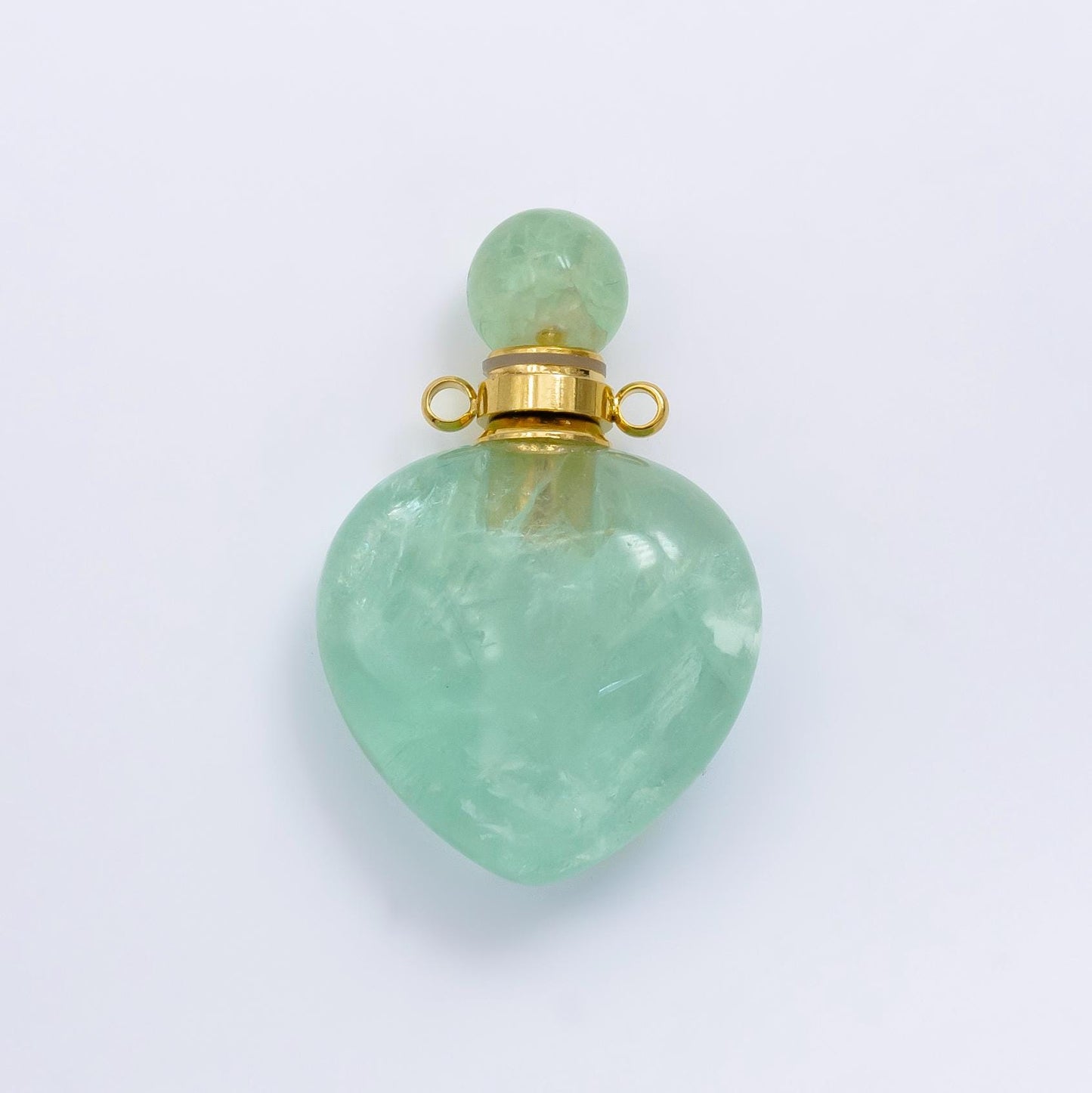 Gold Heart Rose Quartz Amethyst Aventurine Bottle Pendant Necklace, Natural Gemstone Crystal Quartz Perfume Potion Bottle Pendant Necklace