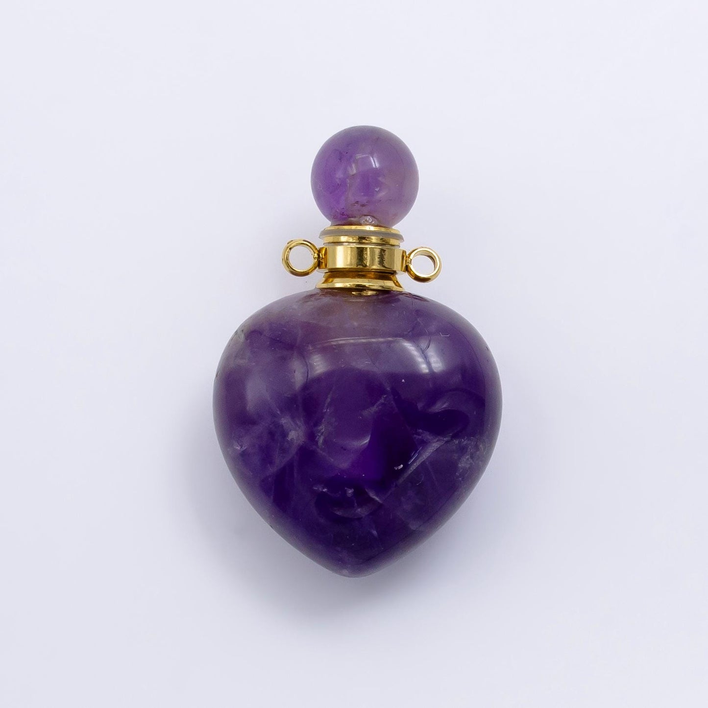 Gold Heart Rose Quartz Amethyst Aventurine Bottle Pendant Necklace, Natural Gemstone Crystal Quartz Perfume Potion Bottle Pendant Necklace