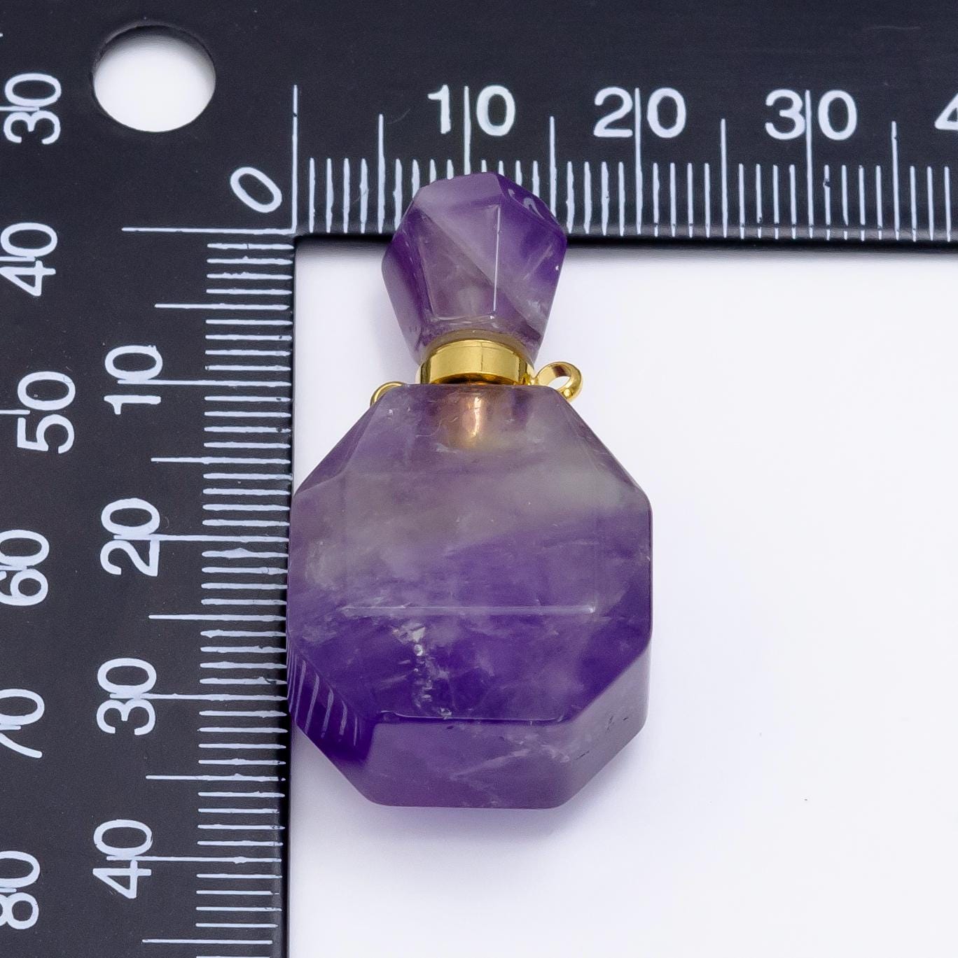 Dainty Square Amethyst Aventurine Bottle Pendant Necklace, Natural Gemstone Crystal Quartz Perfume Essential Oil Bottle Pendant Necklace