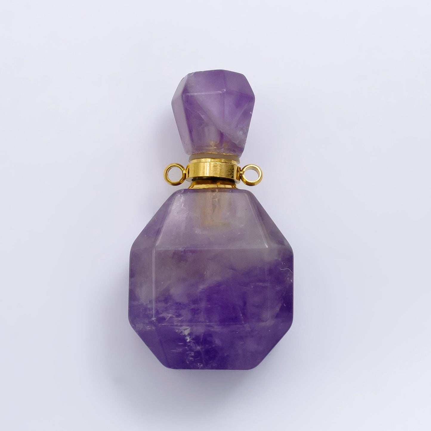 Dainty Square Amethyst Aventurine Bottle Pendant Necklace, Natural Gemstone Crystal Quartz Perfume Essential Oil Bottle Pendant Necklace