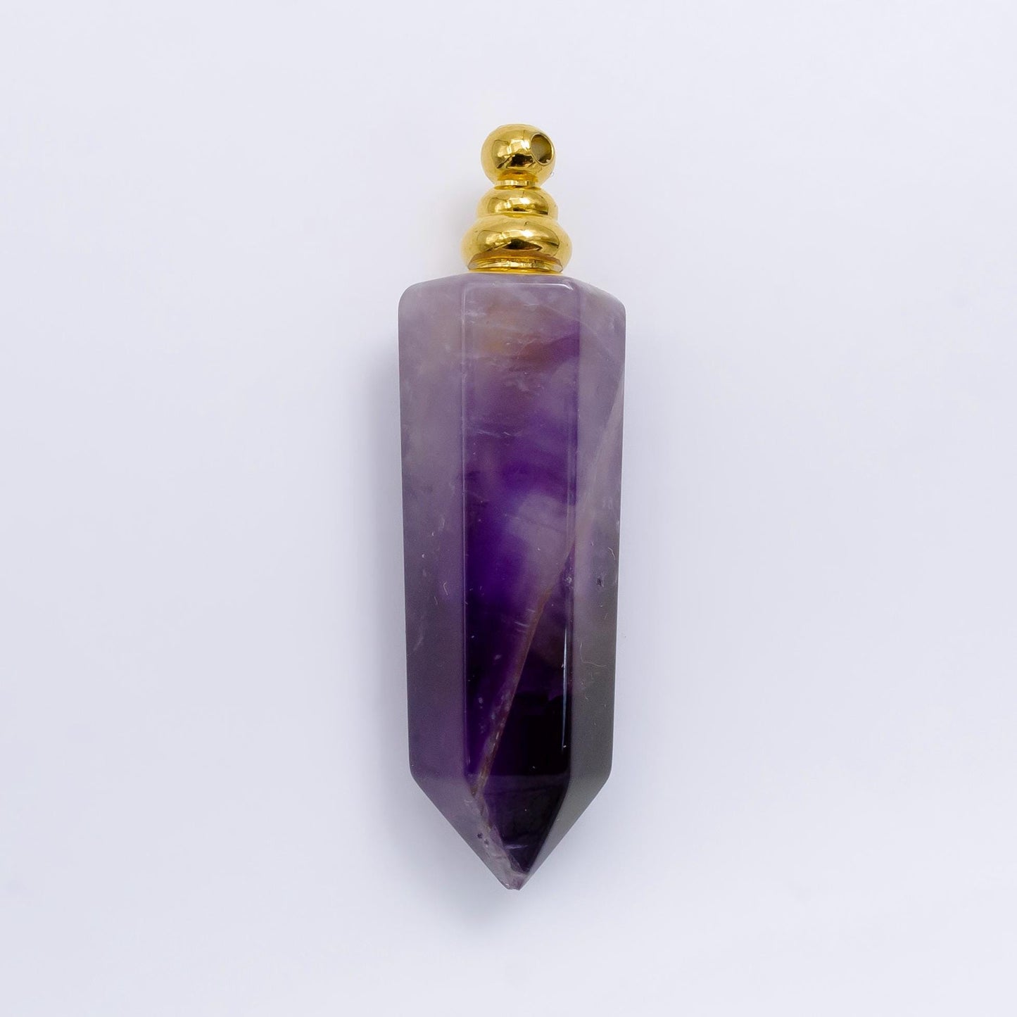Crystal vial necklace Charm Aventurine Rose Quartz Purple Amethyst Energy Amulet gemstone necklace, perfume necklace Pendant
