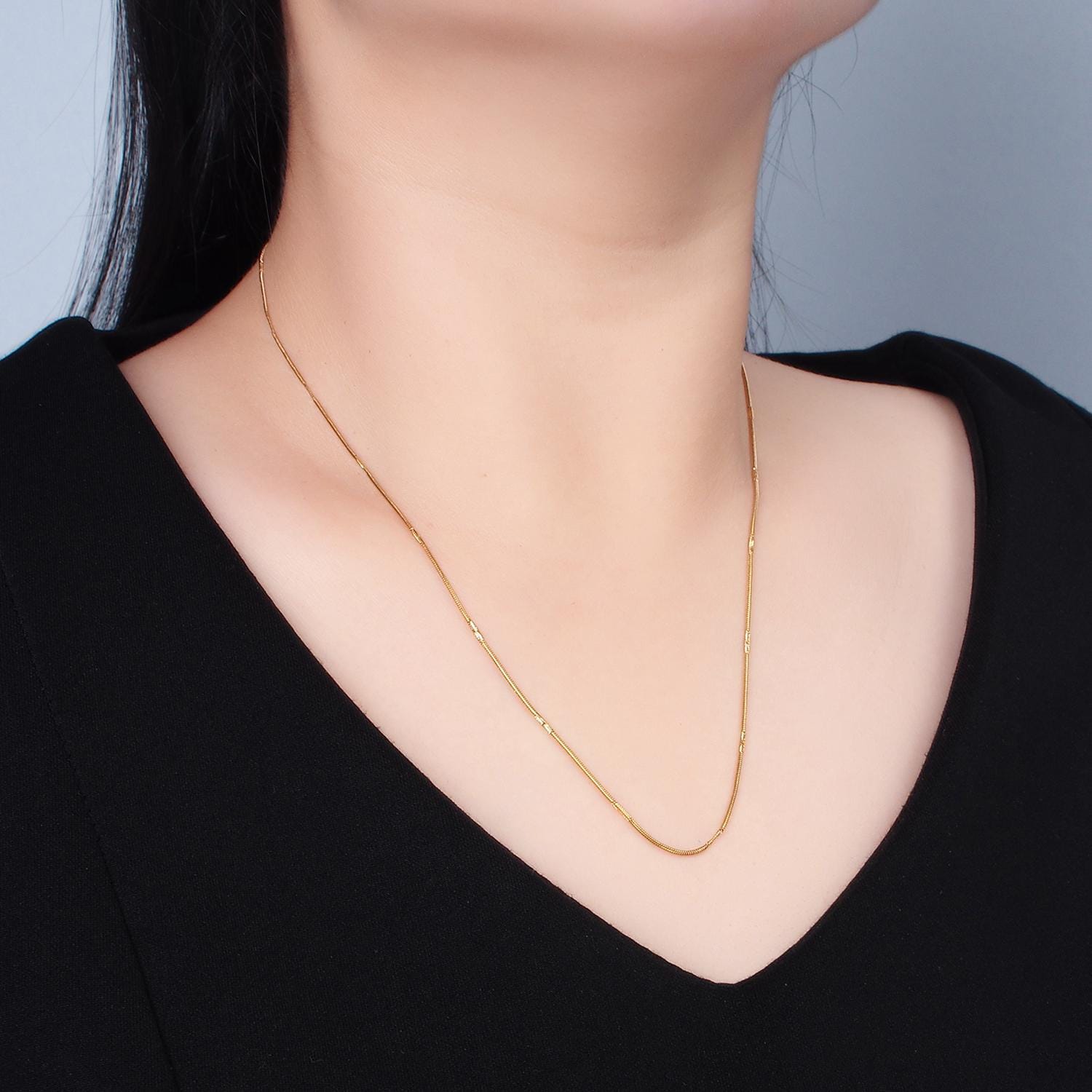 19.7 Inch Snake Chain Stainless Steel Necklace in Gold & Silver | WA-2594 WA2595