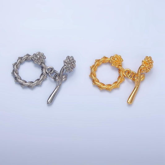 Roses and Vines Toggle Clasp Gold Filled Silver & Gold Findings | Z-995