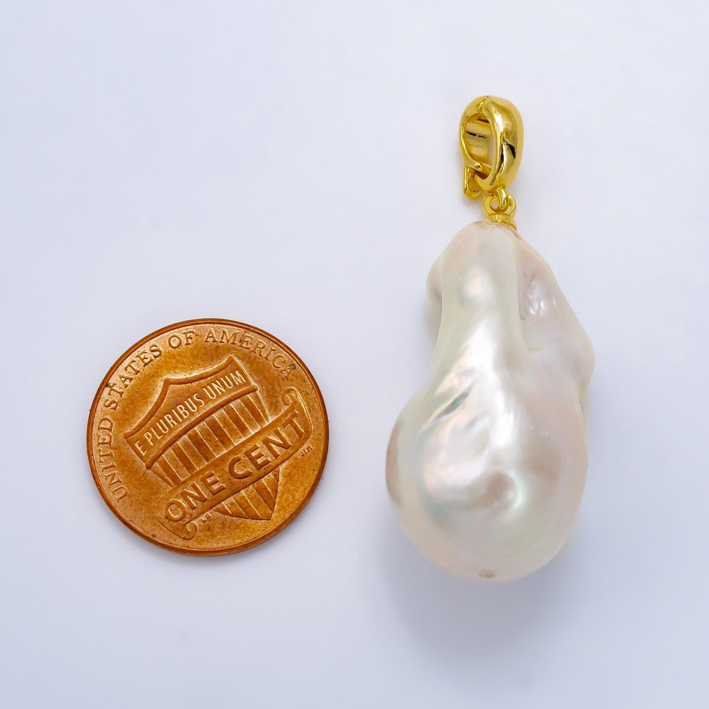1 Piece Gold Filled Freshwater Pearl Charm, Baroque Pearl Charm Big Bold Freeform Pearl Charm Pendant With Enhancer Bail P-1913