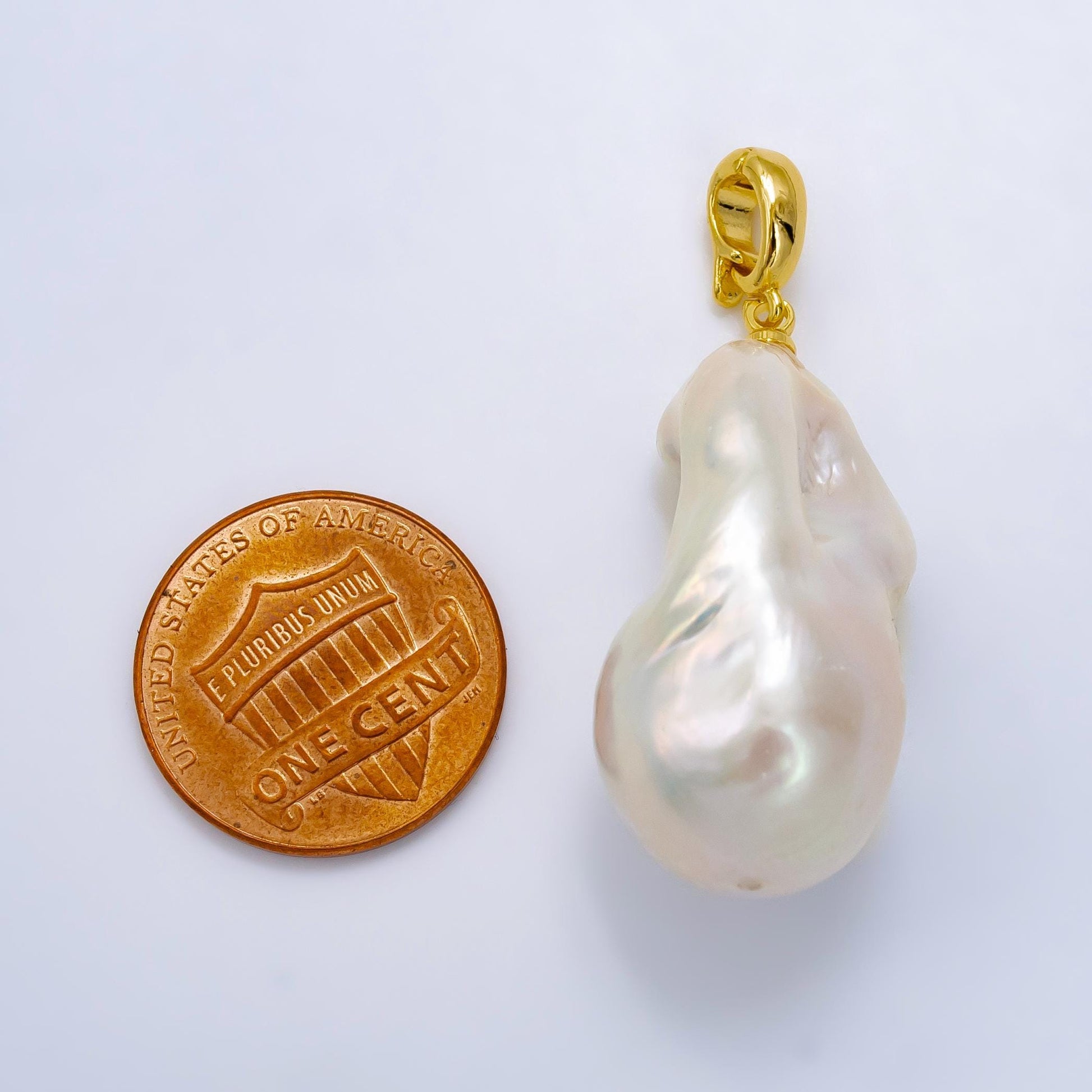 1 Piece Gold Filled Freshwater Pearl Charm, Baroque Pearl Charm Big Bold Freeform Pearl Charm Pendant With Enhancer Bail P-1913