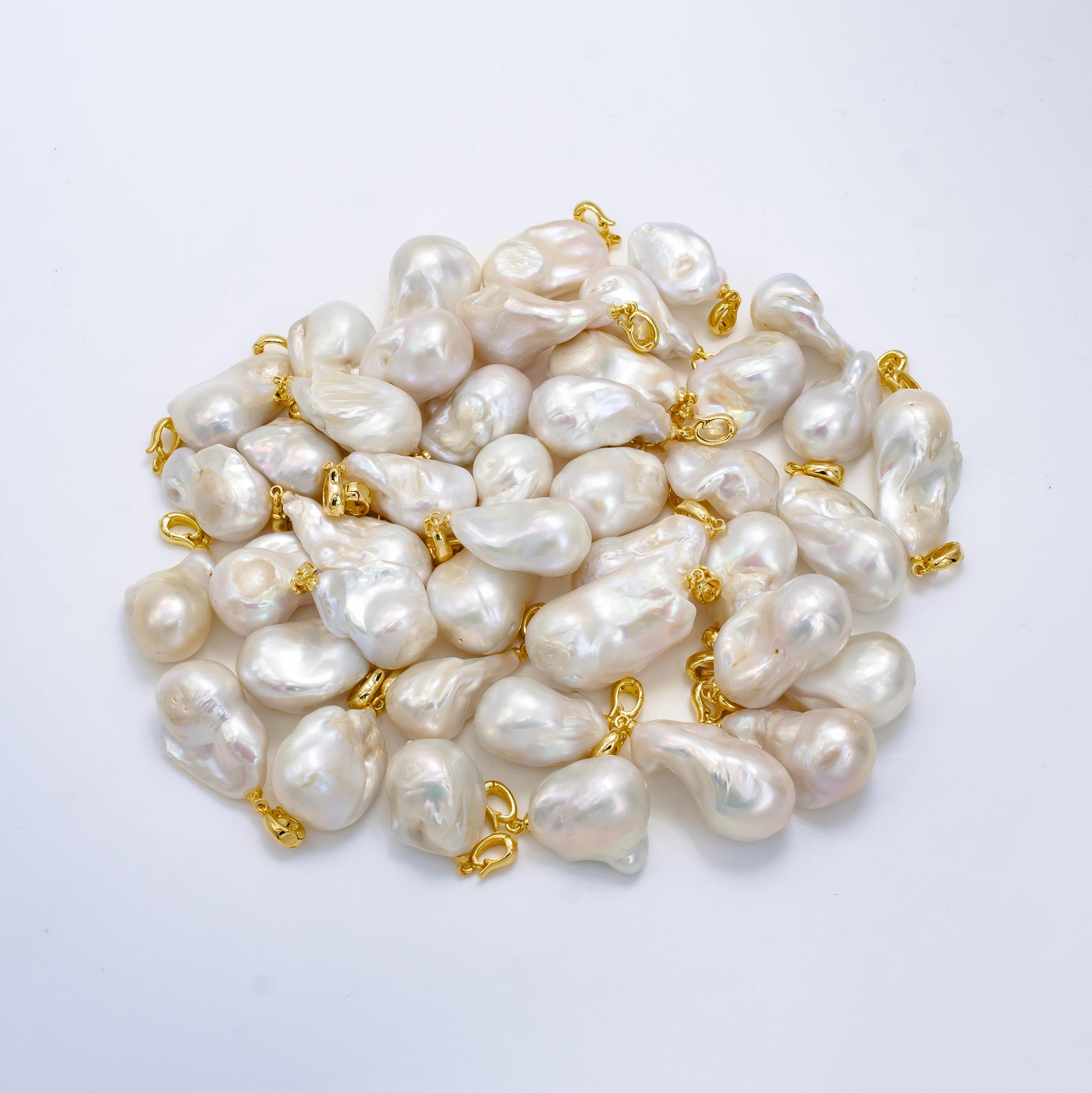 1 Piece Gold Filled Freshwater Pearl Charm, Baroque Pearl Charm Big Bold Freeform Pearl Charm Pendant With Enhancer Bail P-1913