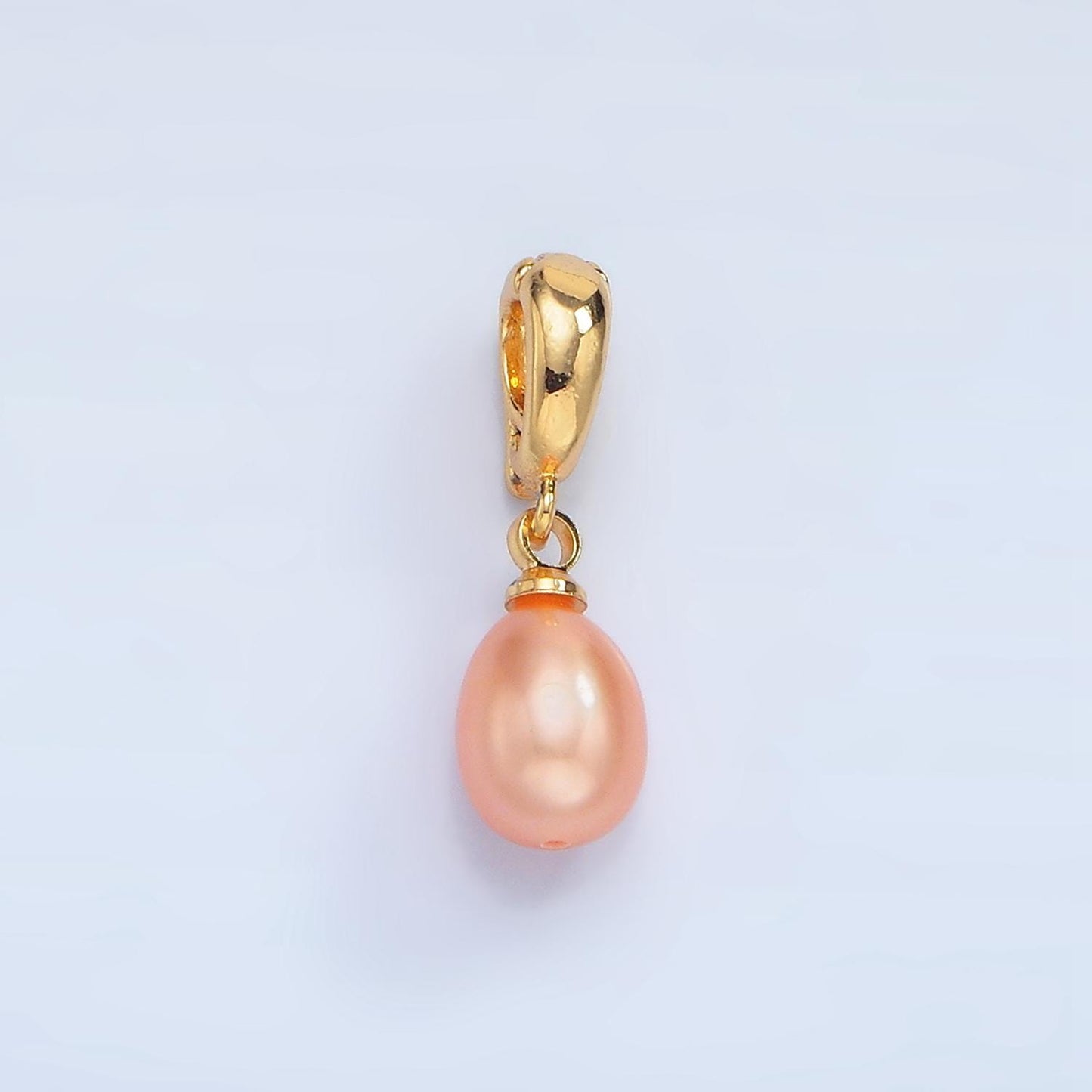 18K Gold Filled 11mm Mauve Pink Freshwater Pearl White Oval Drop Pendant with Enhancer Bail for Necklace | P-1900