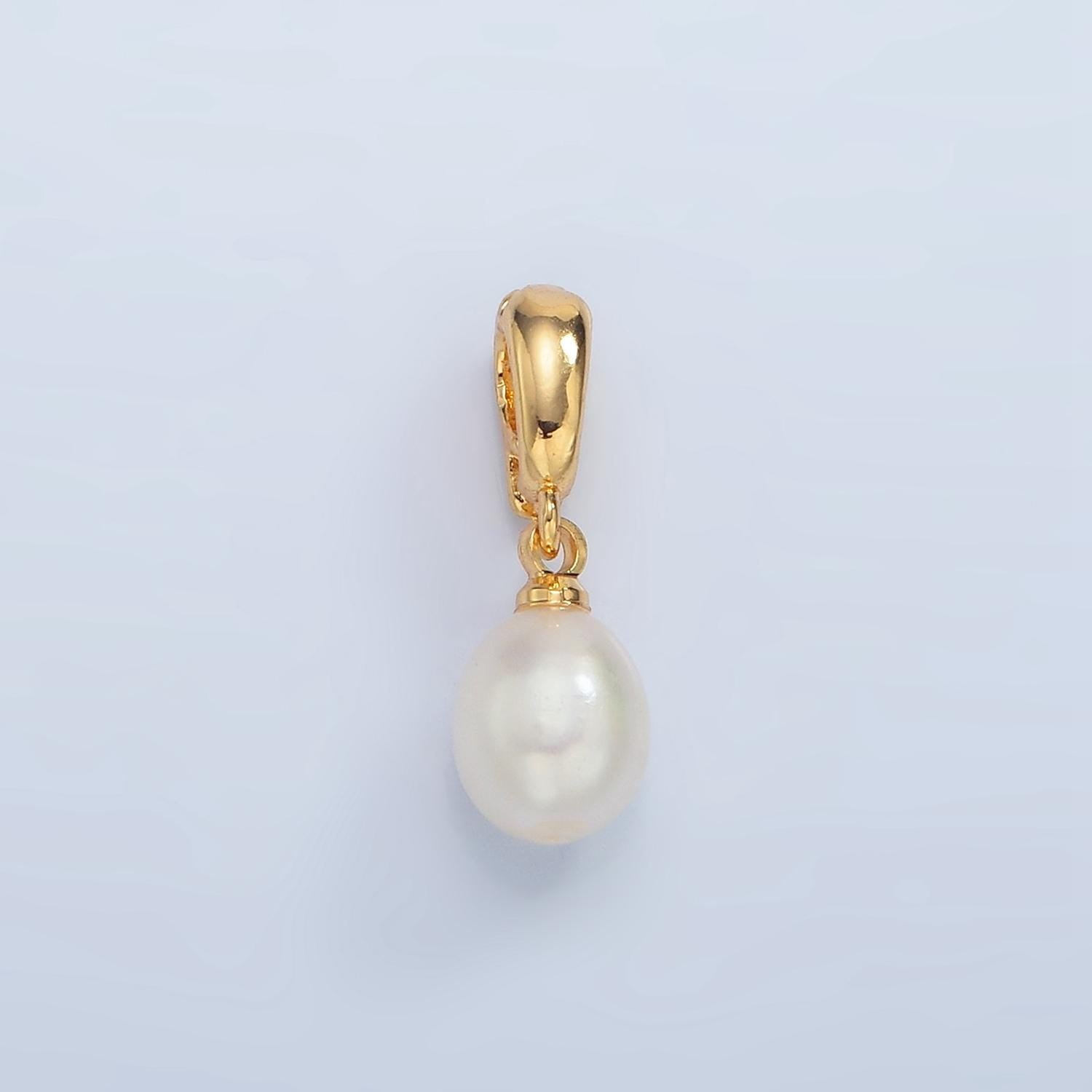 18K Gold Filled 11mm Mauve Pink Freshwater Pearl White Oval Drop Pendant with Enhancer Bail for Necklace | P-1900