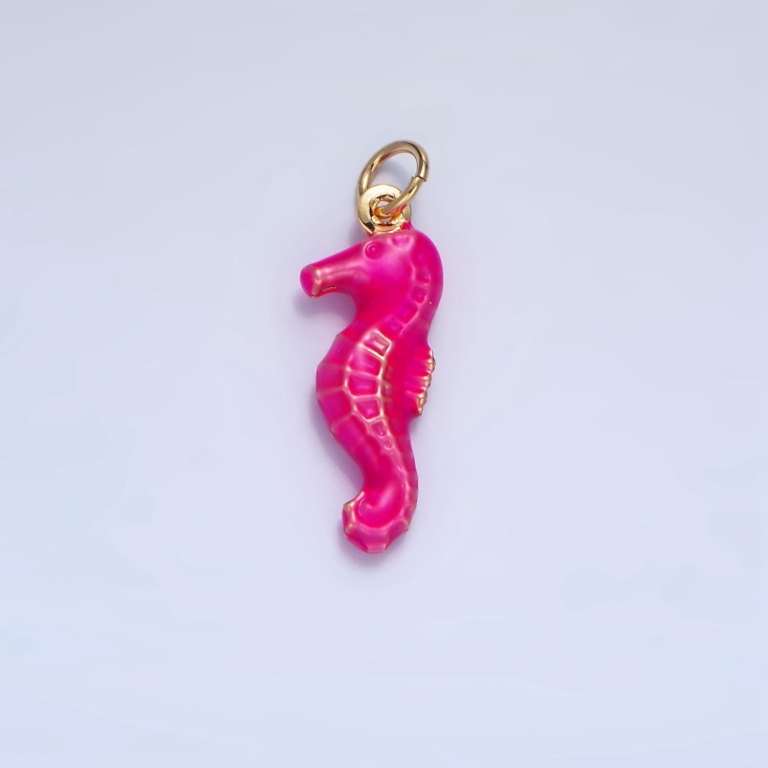 Multi-Color Enamel Seahorse 21mm 24K Gold Filled Animal Charm | X786-X788