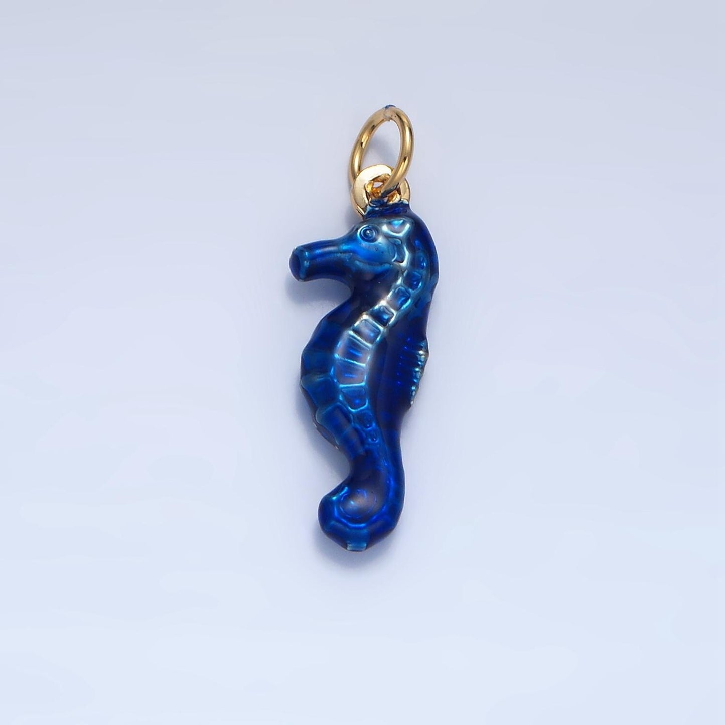 Multi-Color Enamel Seahorse 21mm 24K Gold Filled Animal Charm | X786-X788