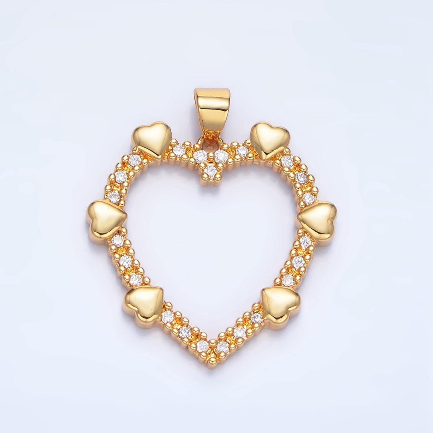 Micro Paved CZ Hearts on Hearts Gold Filled Love Pendant | AA-137