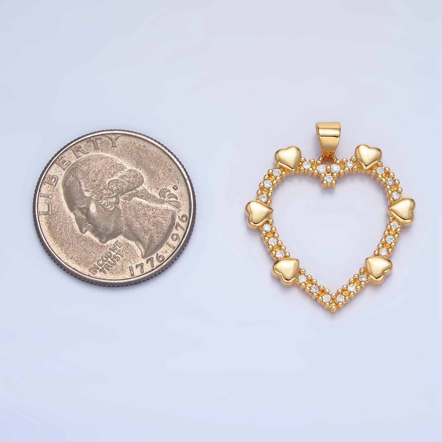 Micro Paved CZ Hearts on Hearts Gold Filled Love Pendant | AA-137