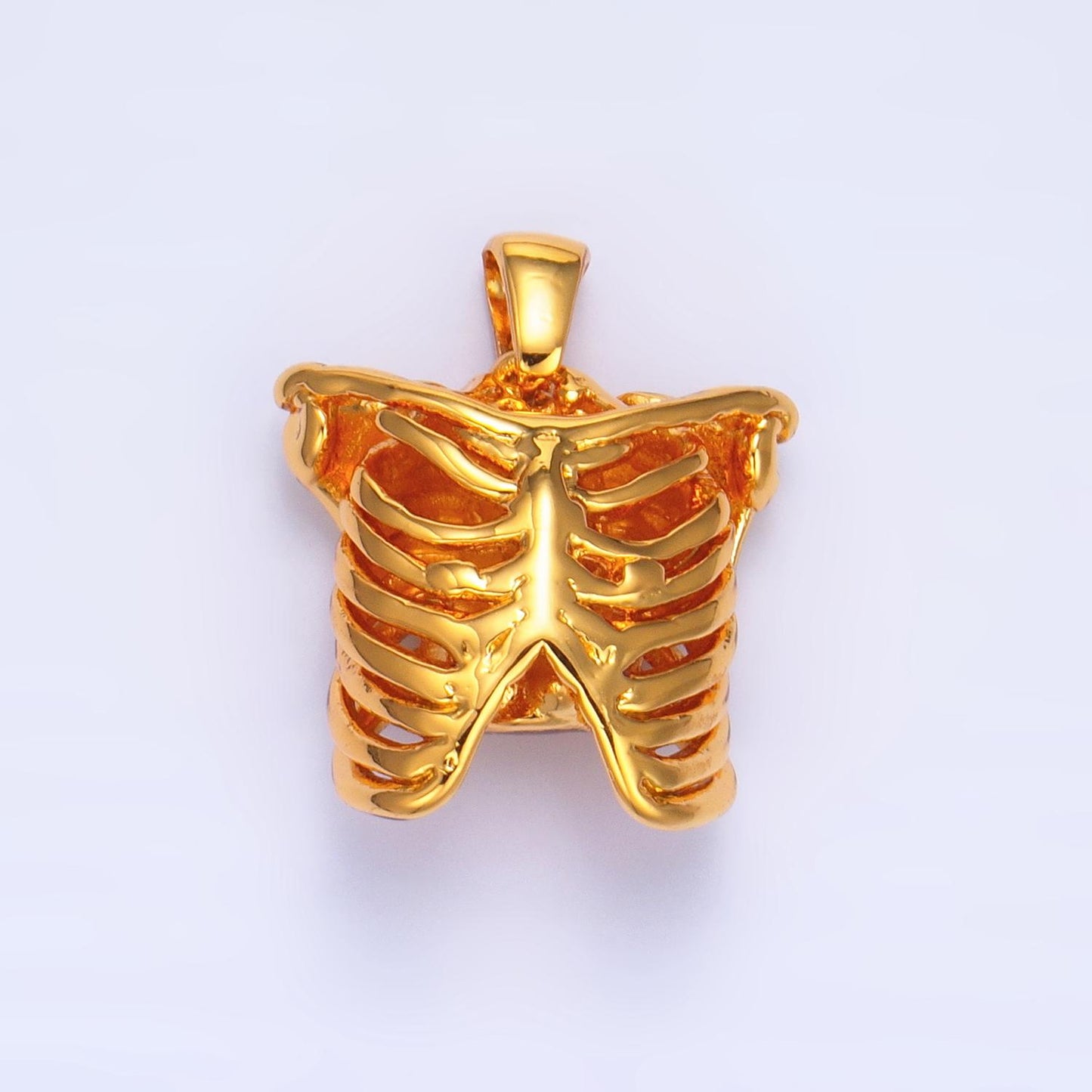3D Stainless Steel Skull Charm in Silver Torso Bone Pendant Halloween Pendant P1509