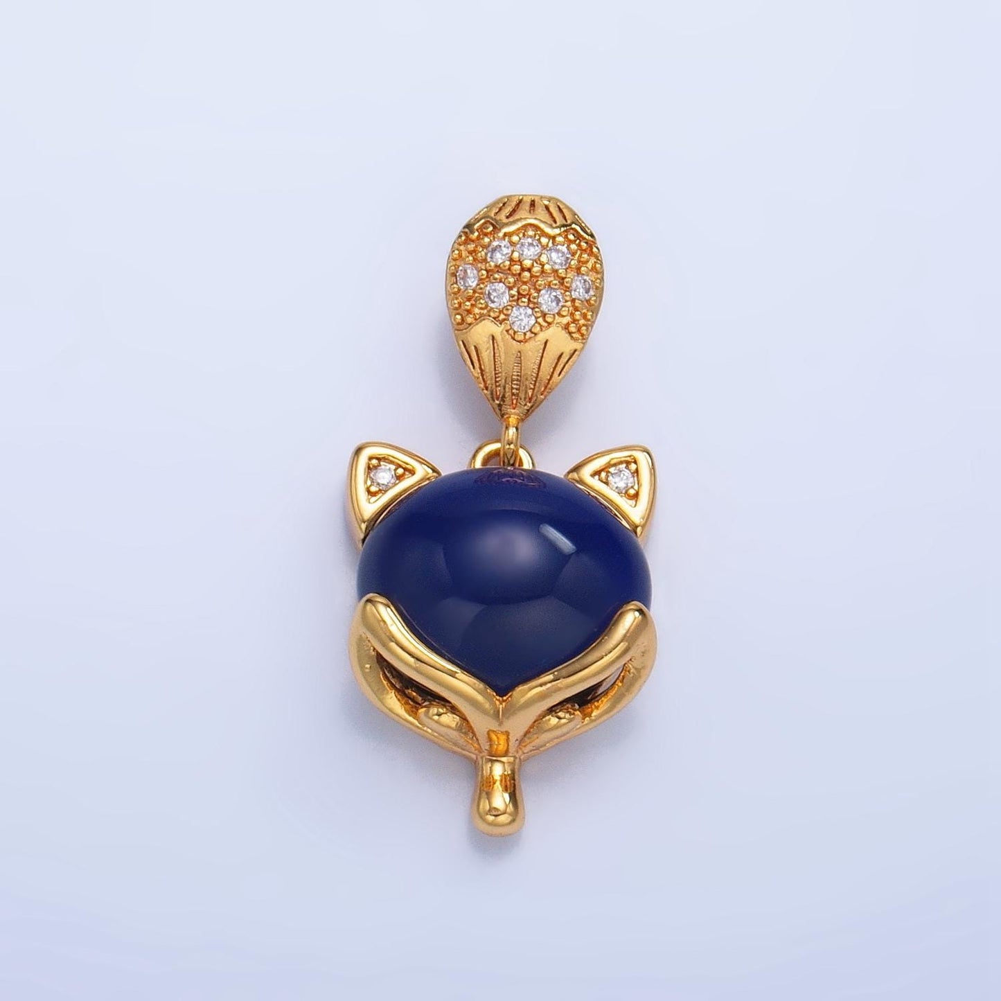 Dainty Gold Cute Fox Pendant Charm, Fox Pendant Charm, Red Blue Stone Fox Pendant, For DIY Jewelry, AA1026