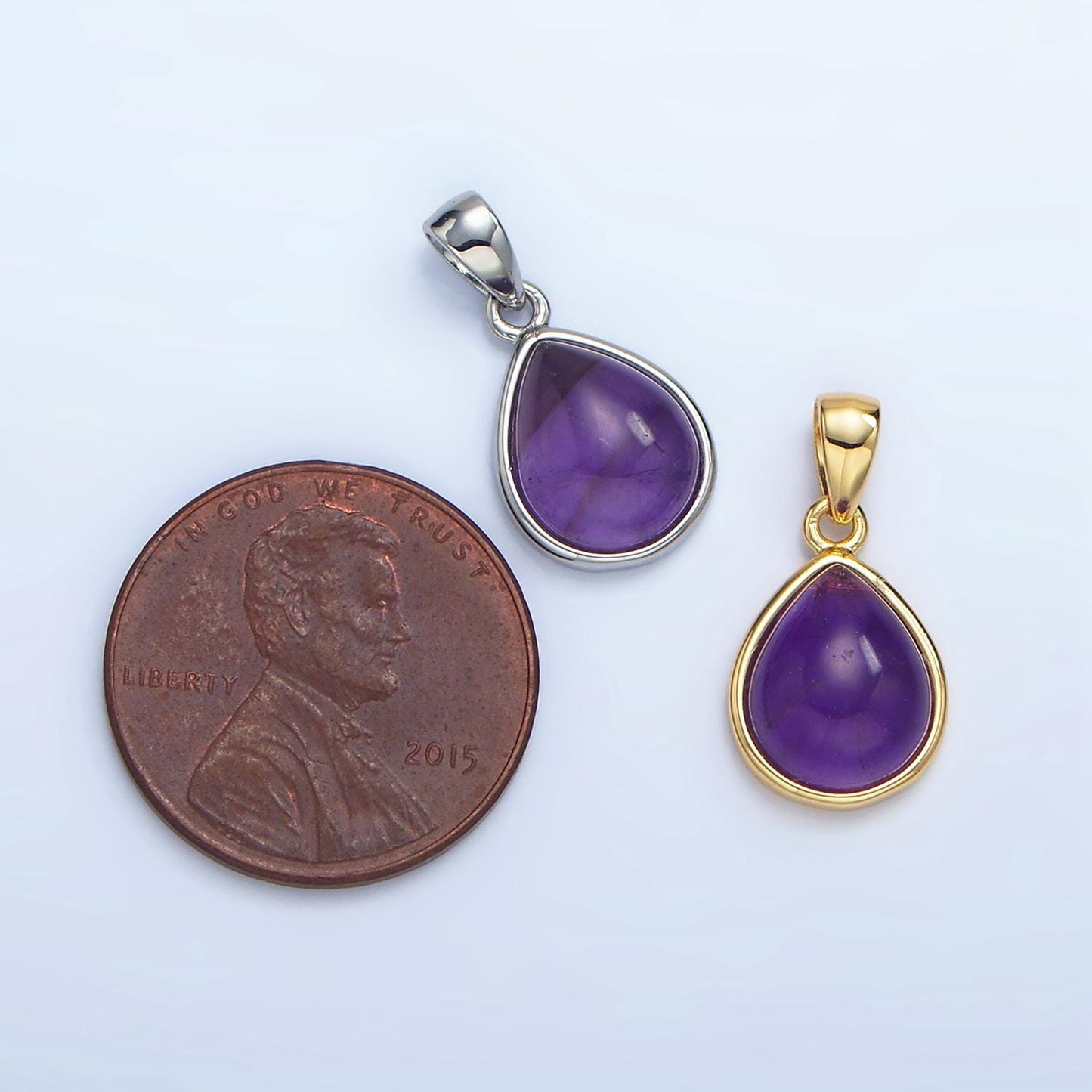 Natural Teardrop Gemstone Bezel 24K Gold Filled Pendant | AA-959