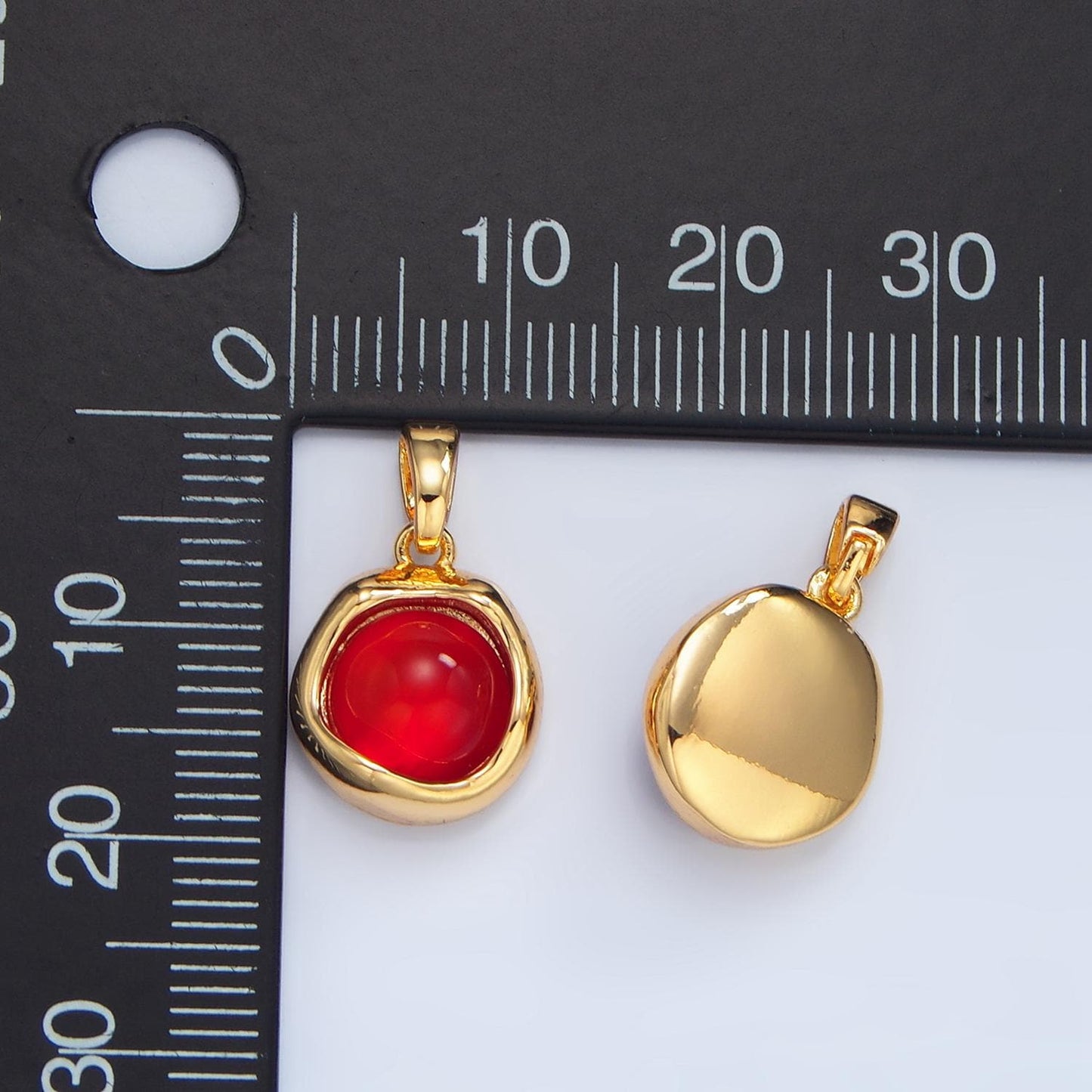 Round Blood Stone Embedded in 24K Gold Filled Molten Charm | AA-133