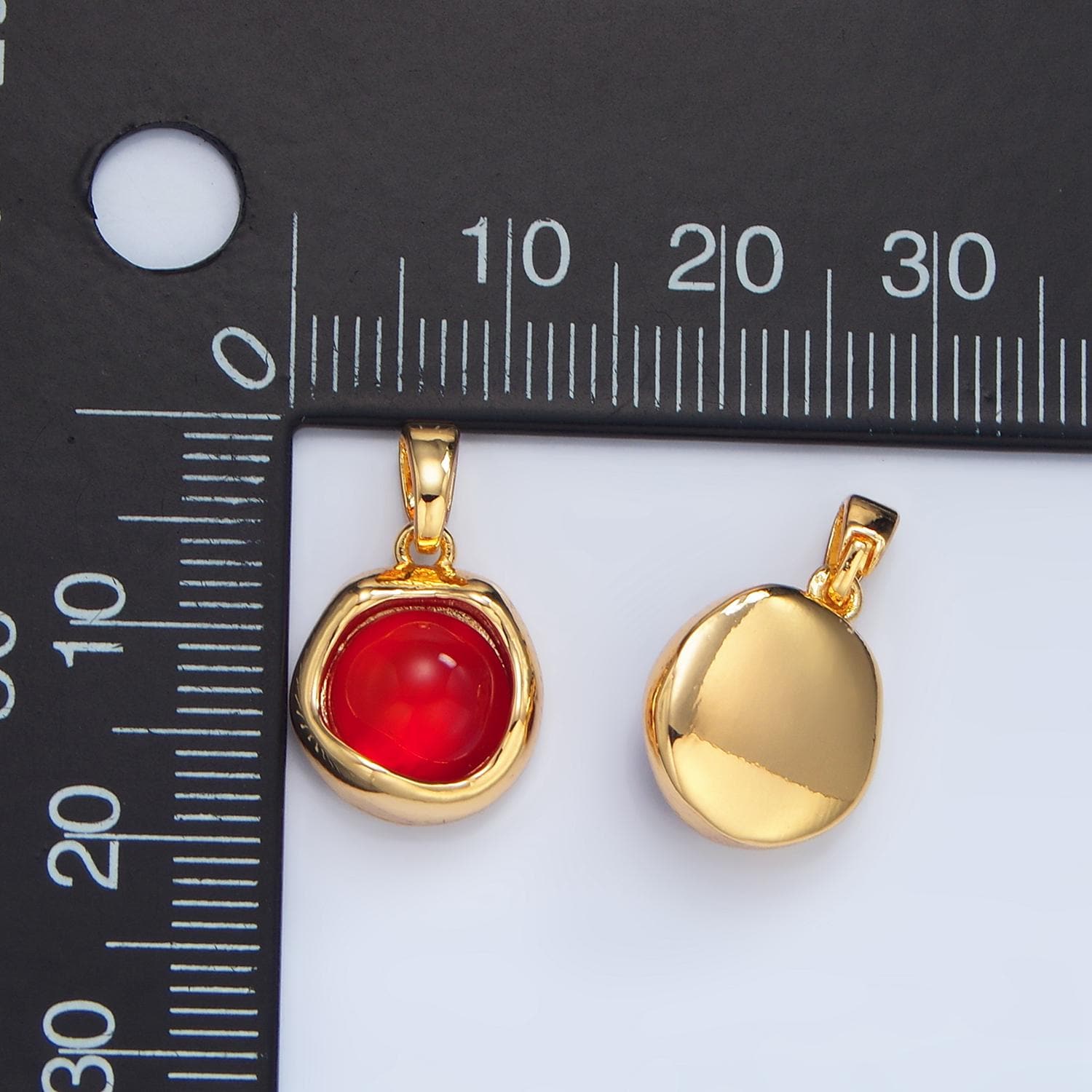 Round Blood Stone Embedded in 24K Gold Filled Molten Charm | AA-133