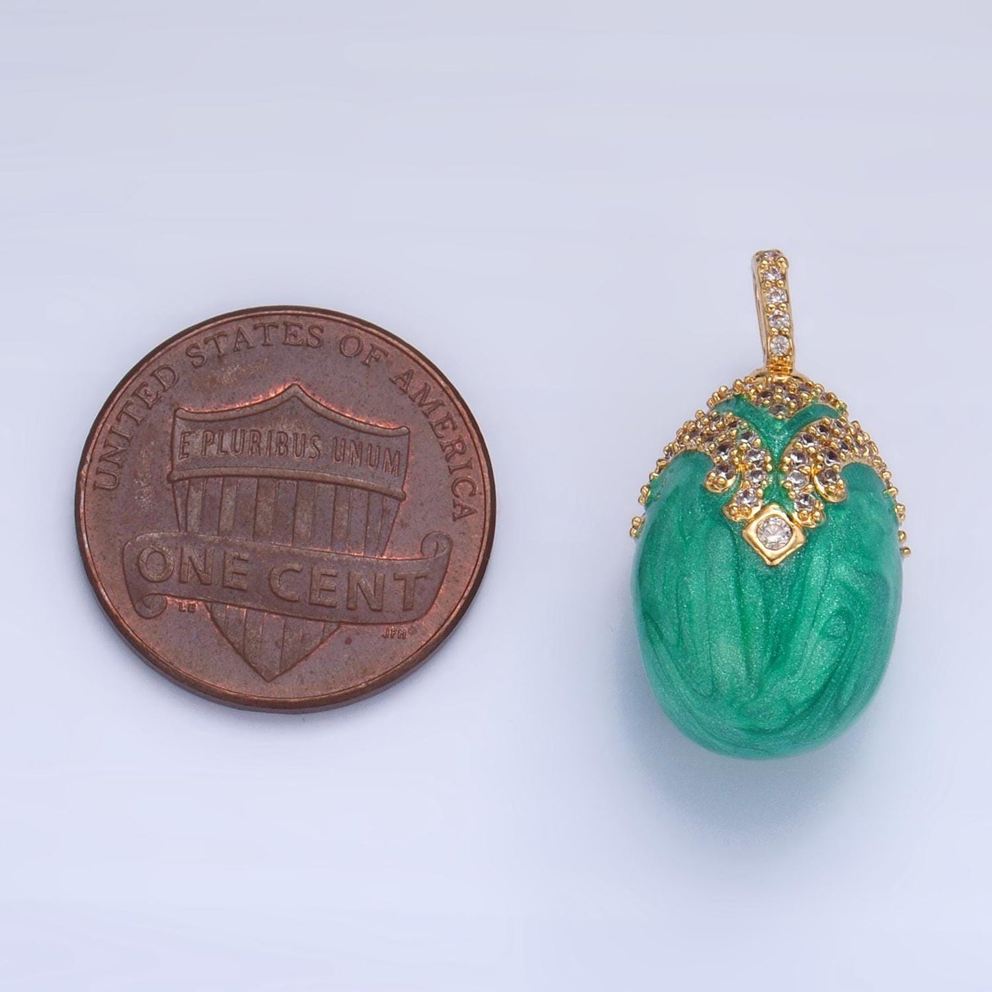 CZ Micro Paved 24K Gold Filled Turquoise Solitaire Pendant | AA-1015