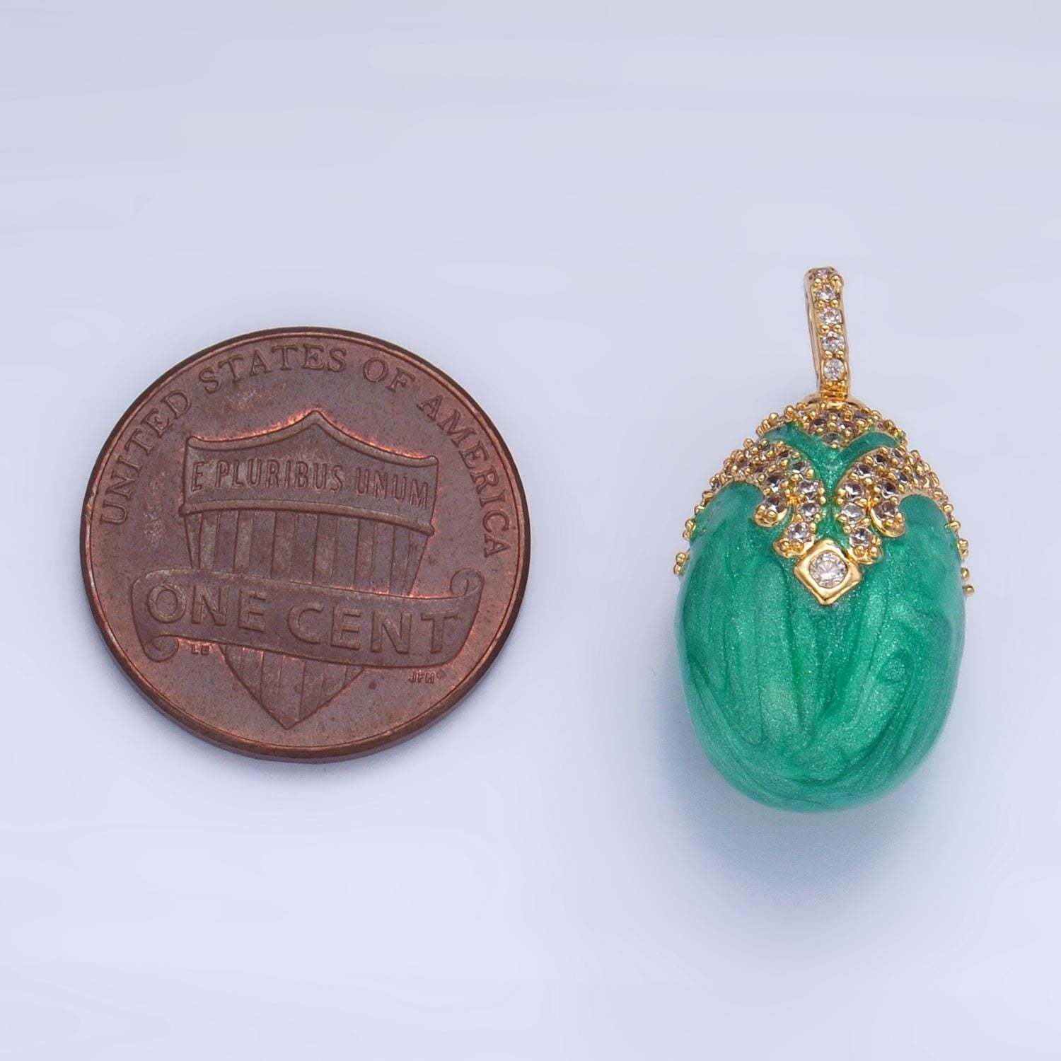 CZ Micro Paved 24K Gold Filled Turquoise Solitaire Pendant | AA-1015