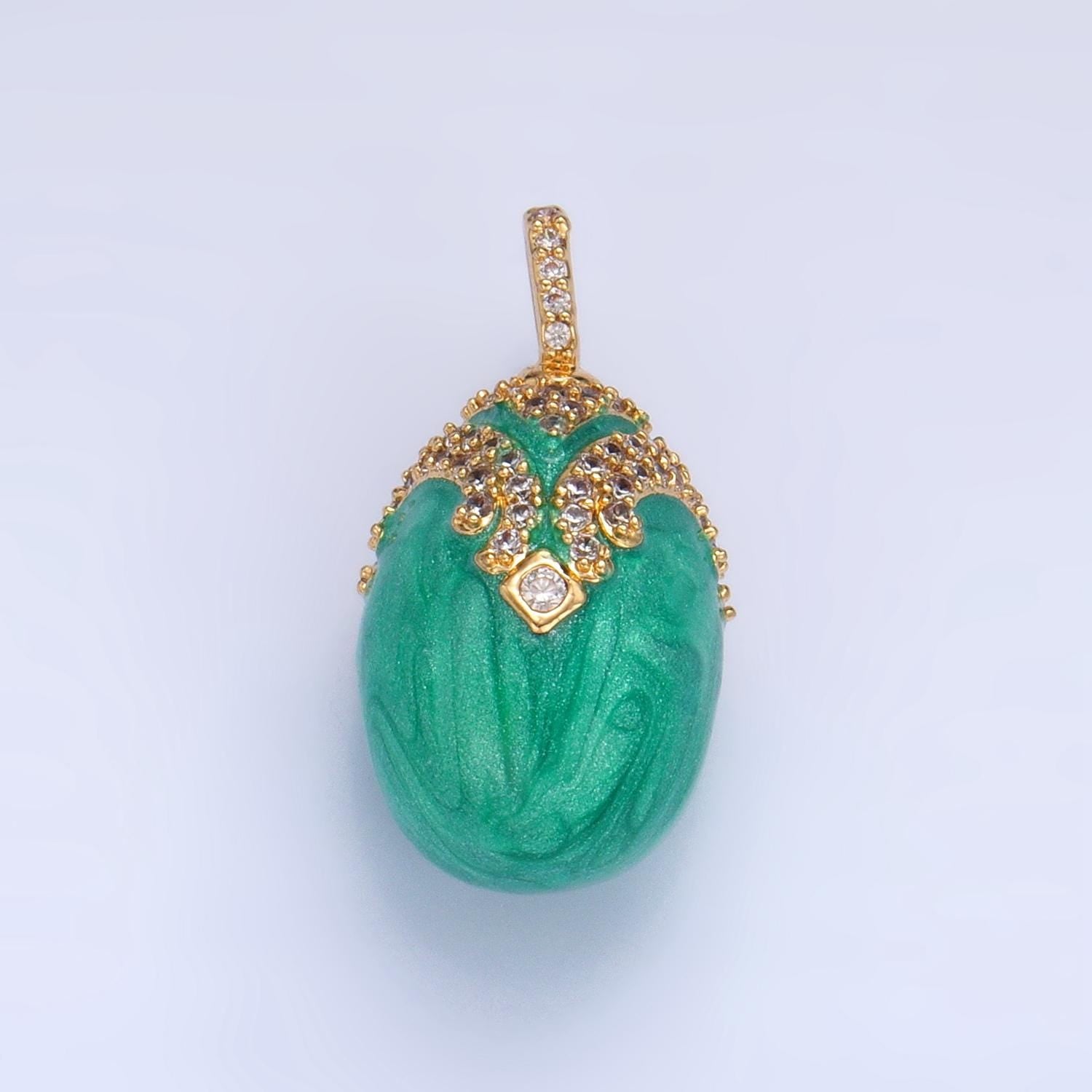CZ Micro Paved 24K Gold Filled Turquoise Solitaire Pendant | AA-1015