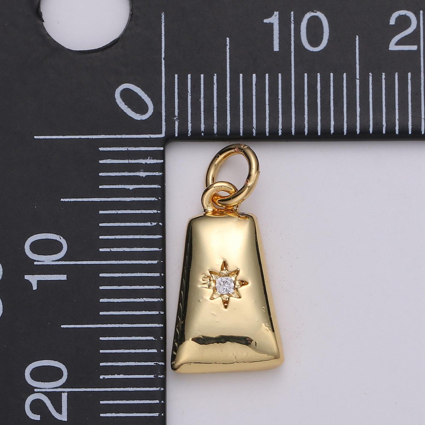 Trapezoid CZ Paved North Star 24K Gold Filled Celestial Charm in Gold & Silver | D-427