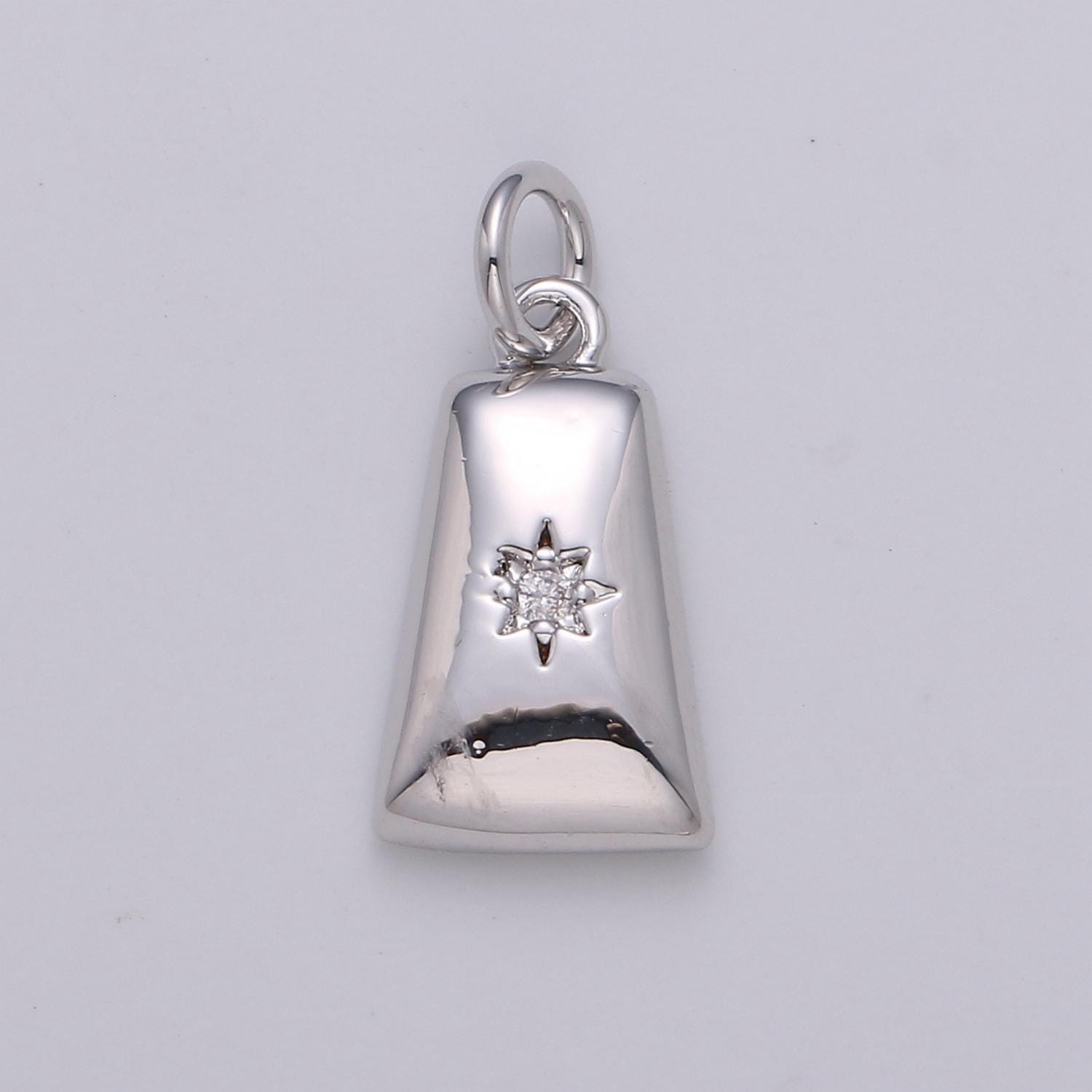 Trapezoid CZ Paved North Star 24K Gold Filled Celestial Charm in Gold & Silver | D-427