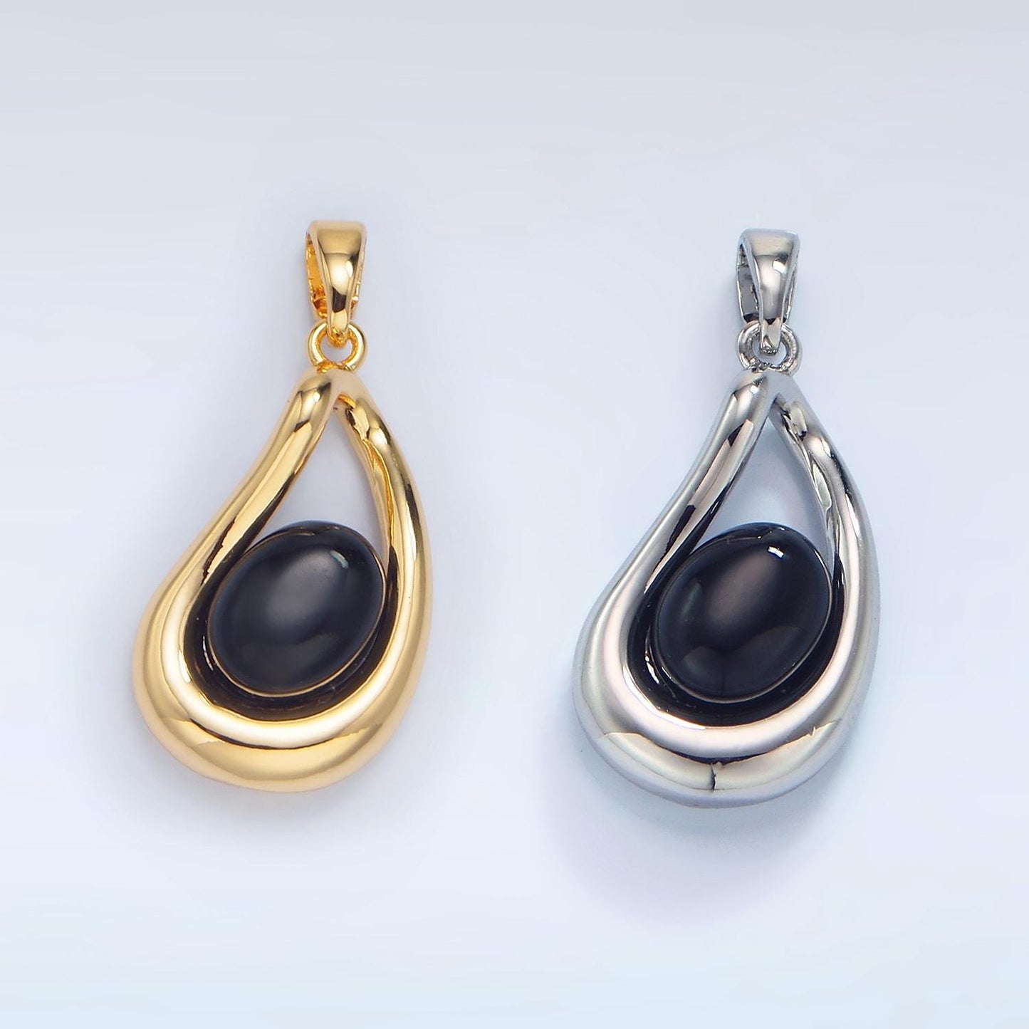 Black Onyx Pendant Molten Charm for Statement Necklace Jewelry AA986