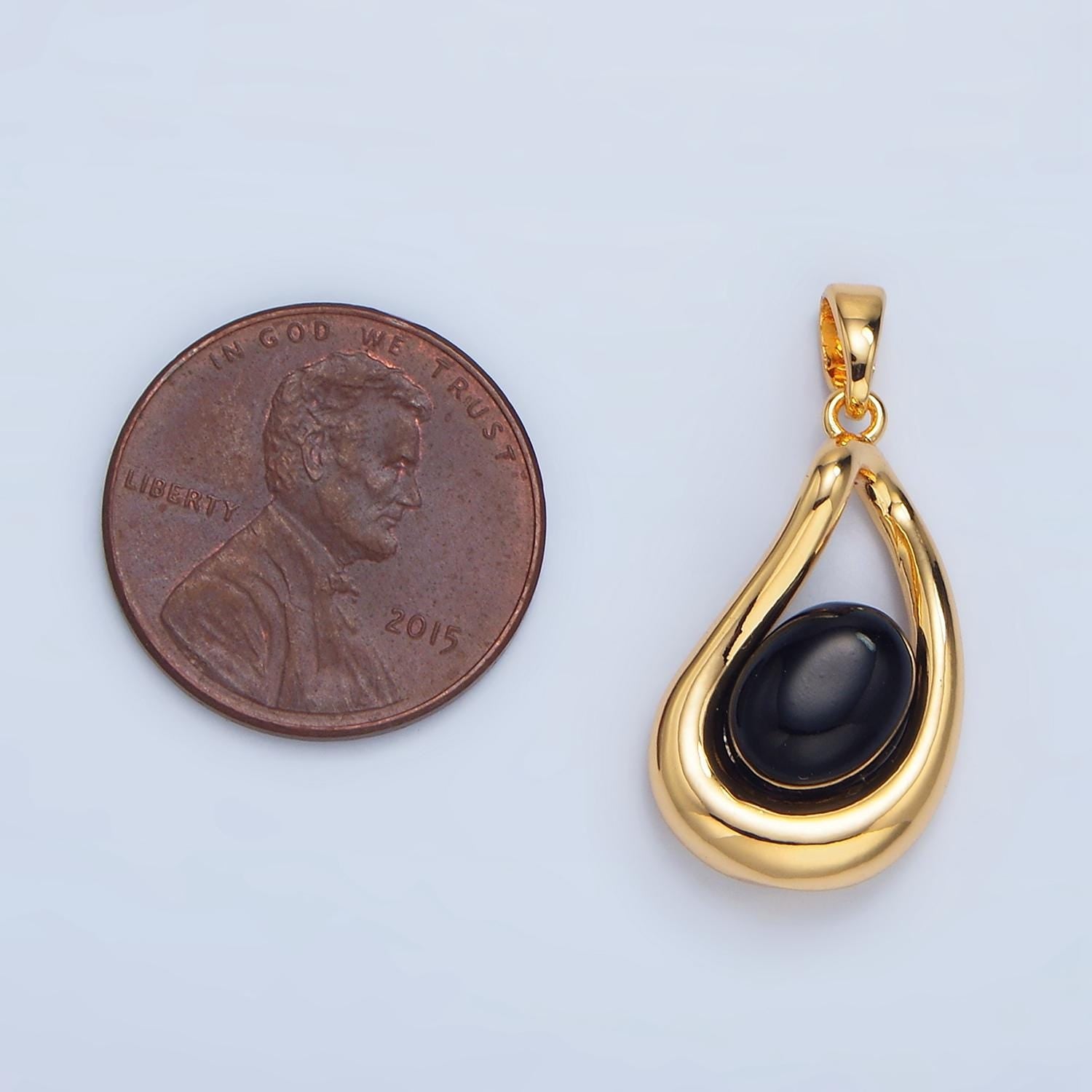 Black Onyx Pendant Molten Charm for Statement Necklace Jewelry AA986
