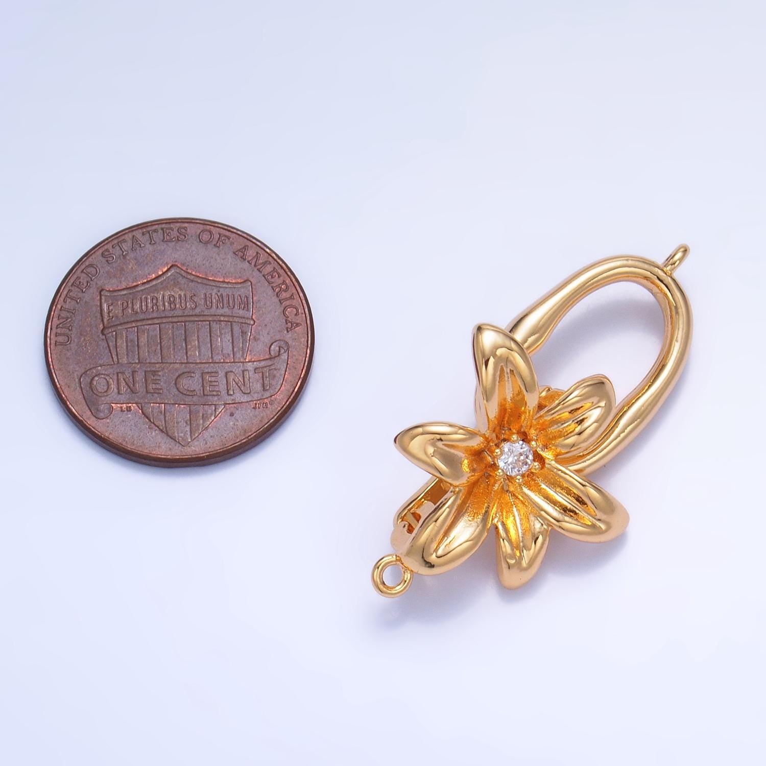 24K Gold Filled Flower Enhancer Charm Holder with Clasp for Necklace Charm Supply Jewelry Making Z967