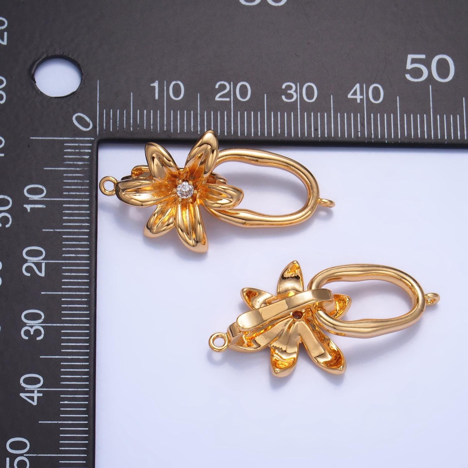 24K Gold Filled Flower Enhancer Charm Holder with Clasp for Necklace Charm Supply Jewelry Making Z967