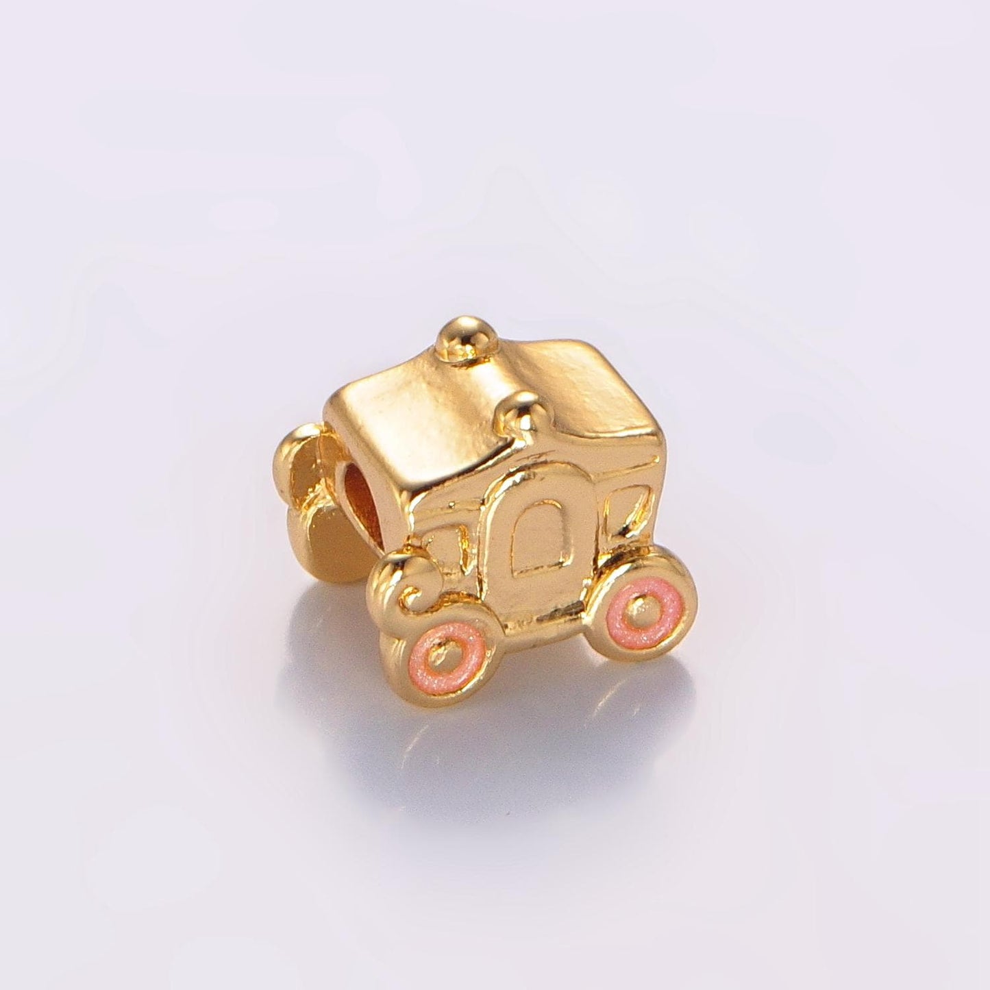 3D Dainty Gold Horsecar Bead Spacer for Bracelet Connector for Bracelet Jewelry Making Supply Finding B067