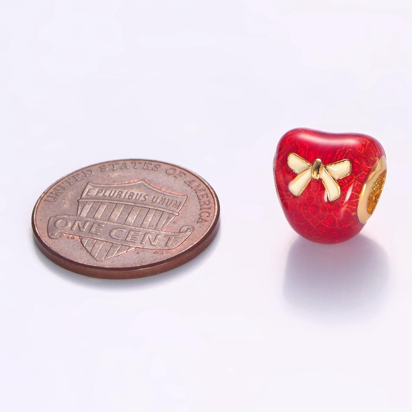 3D Dainty Gold Bow Red Heart Bead Spacer for Bracelet Connector for Bracelet Jewelry Making Supply Finding B080