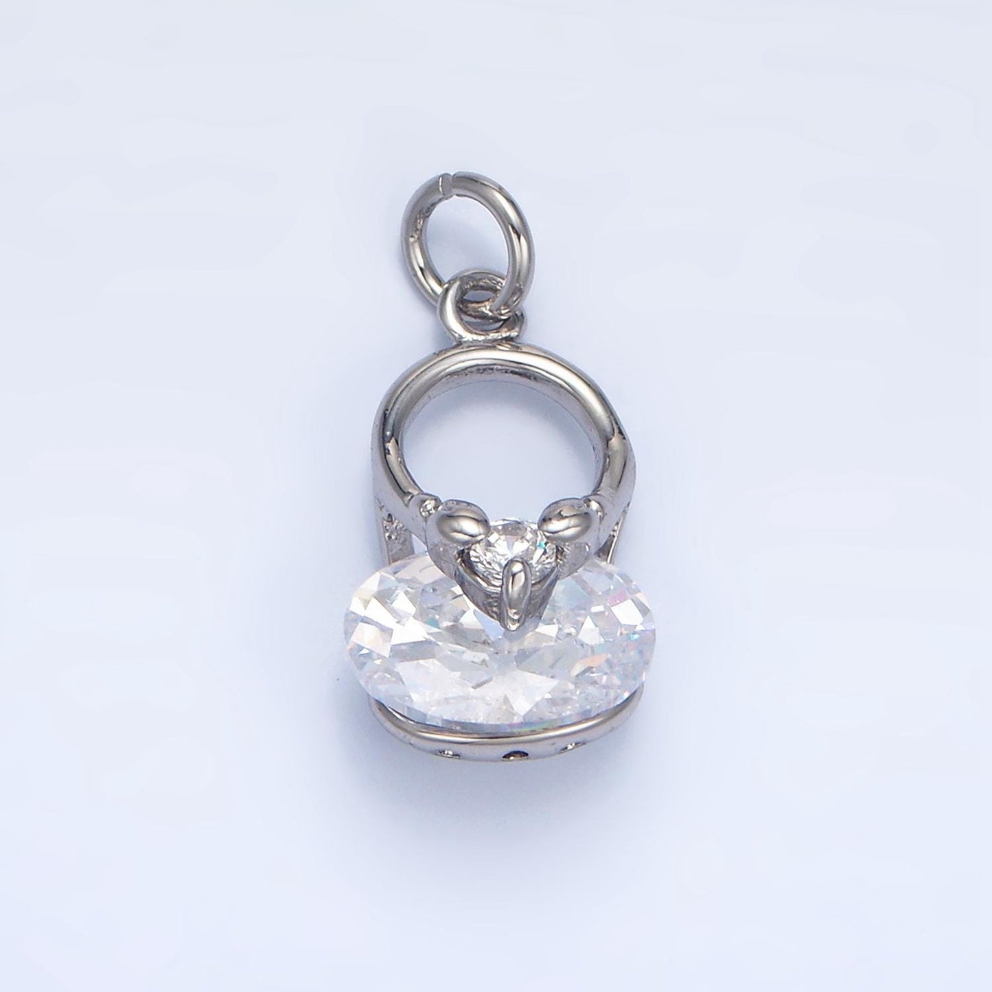 Mini 14K Gold Filled Oval CZ Charm Lock Purse Pendant | W064