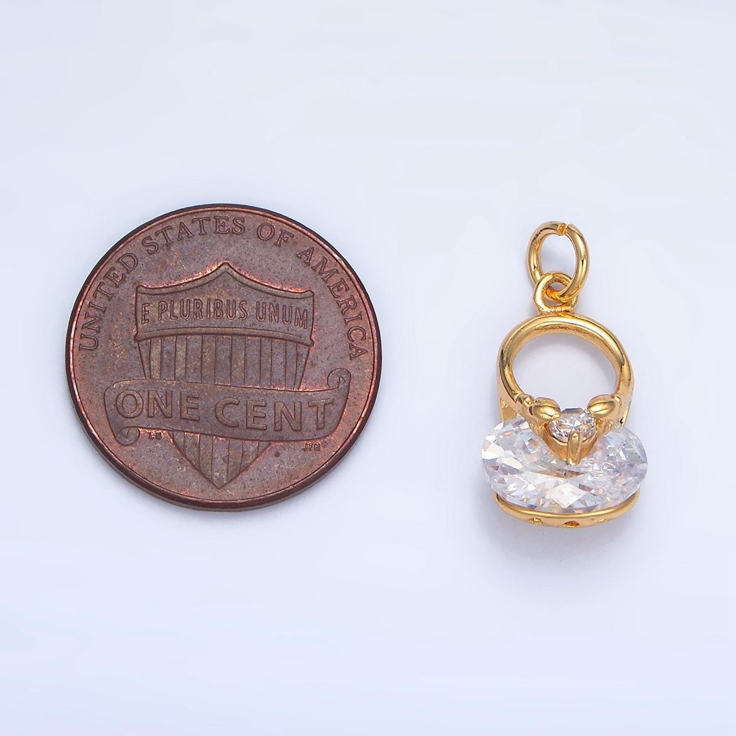 Mini 14K Gold Filled Oval CZ Charm Lock Purse Pendant | W064