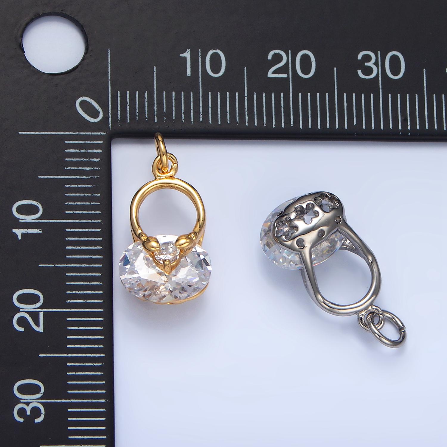 Mini 14K Gold Filled Oval CZ Charm Lock Purse Pendant | W064