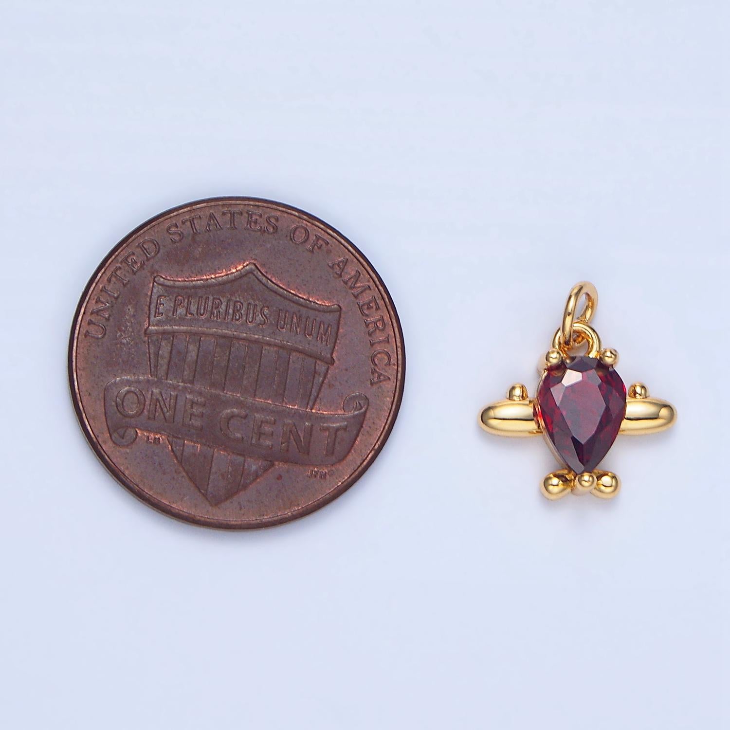 CZ Clear, Red Airplane Travel 24K Gold Filled Charm | X-929 X-930