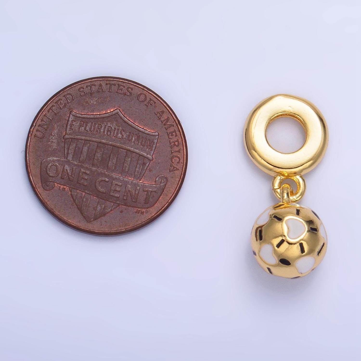 24K Gold Filled Golden Ball Charm Sport Theme Rondelle Bail for Soccer Drop Pendant Bracelet | W-002