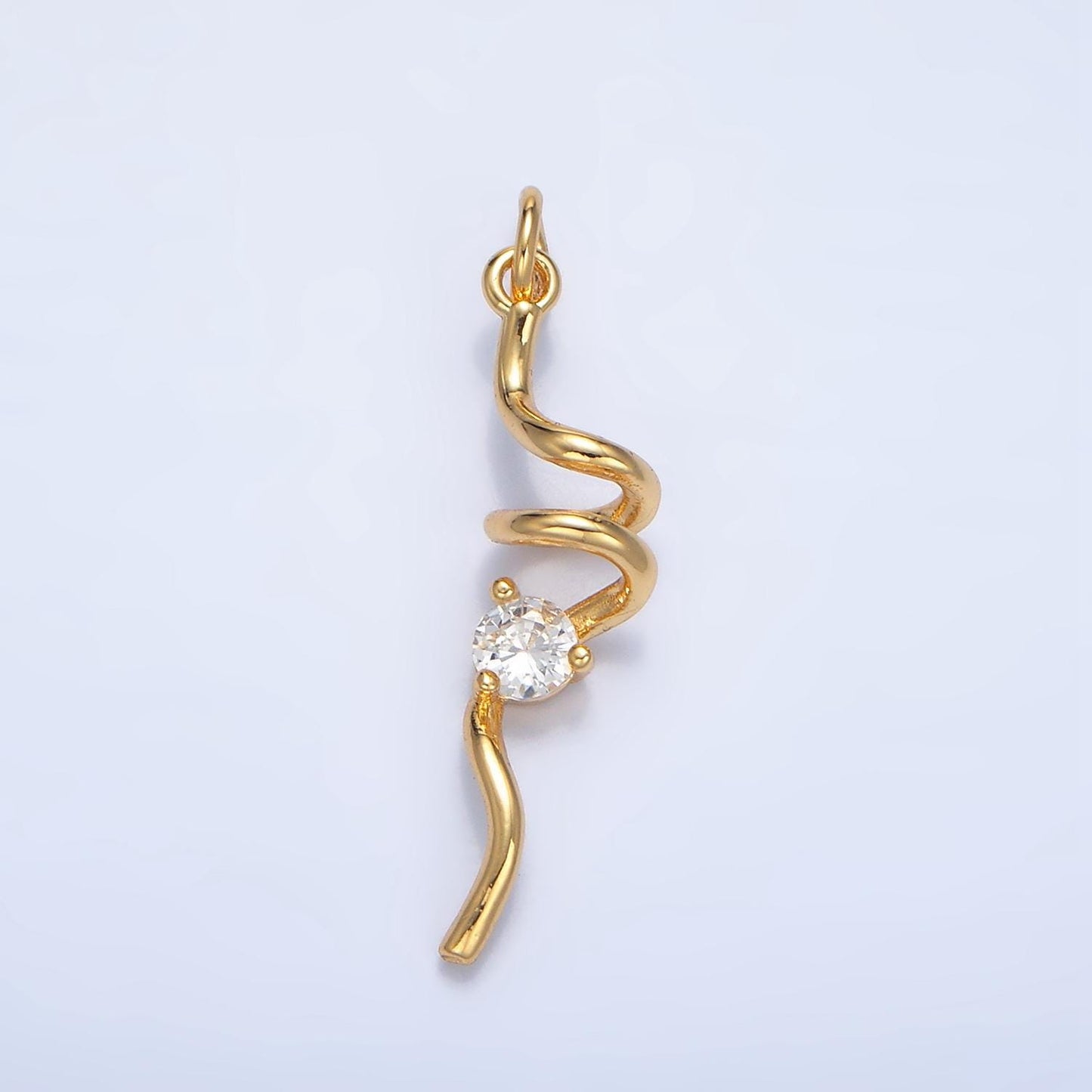 CZ Minimalist Geometric Spiral Twirl 24K Gold Filled Charm in Gold & Silver | W-023