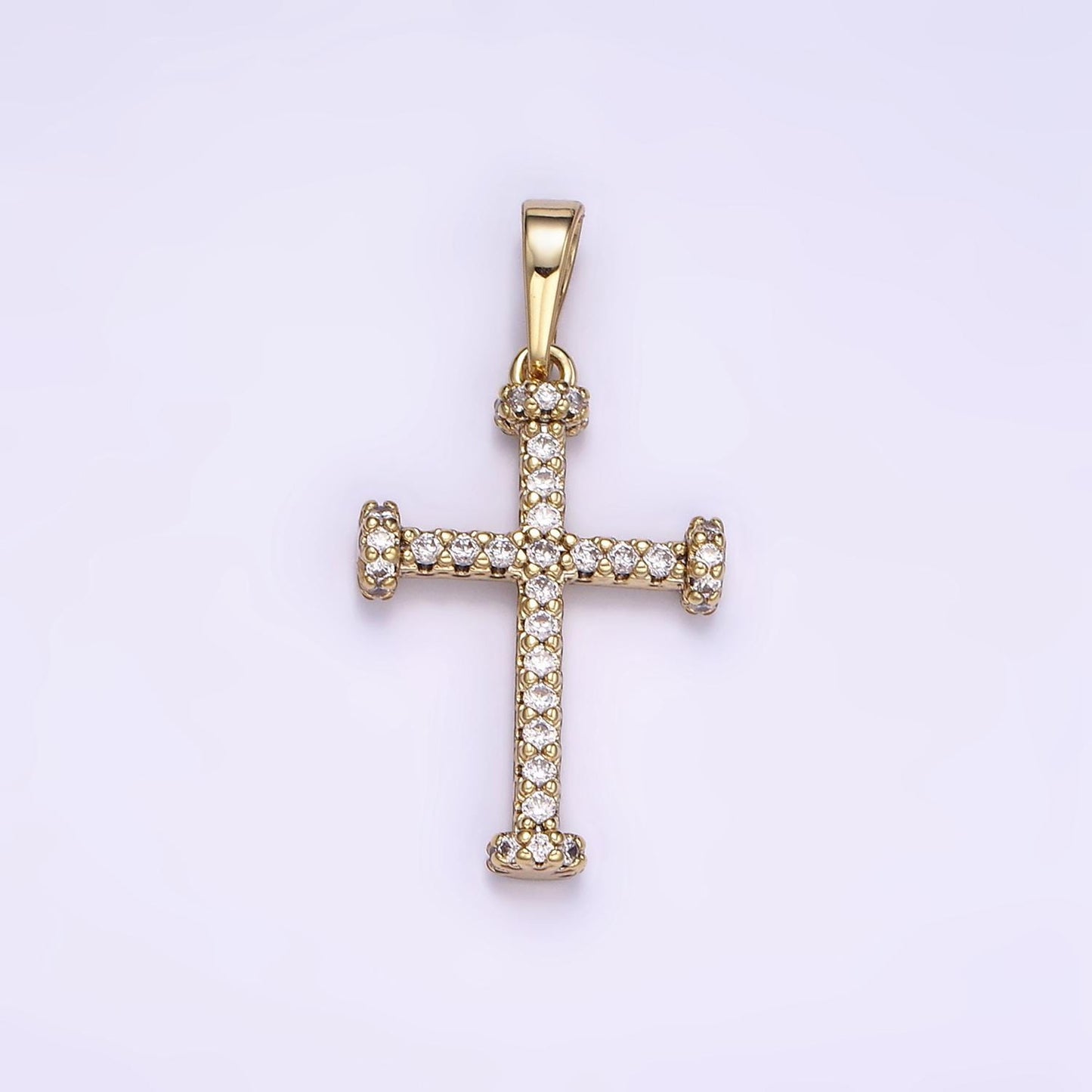 CZ Micro Paved Religious Christian Cross 14k Gold Filled Pendant | I-889