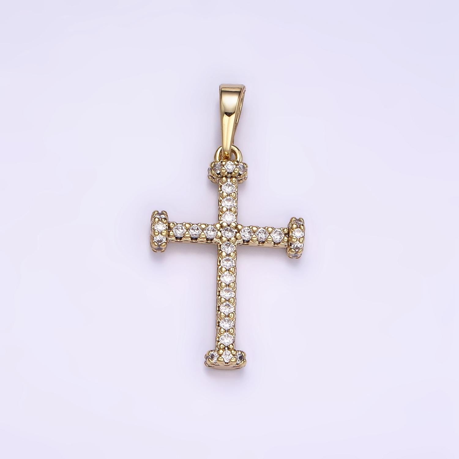 CZ Micro Paved Religious Christian Cross 14k Gold Filled Pendant | I-889