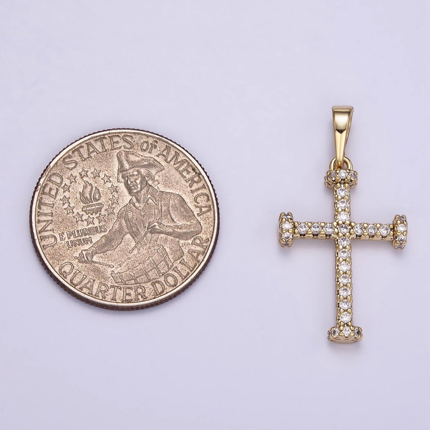 CZ Micro Paved Religious Christian Cross 14k Gold Filled Pendant | I-889