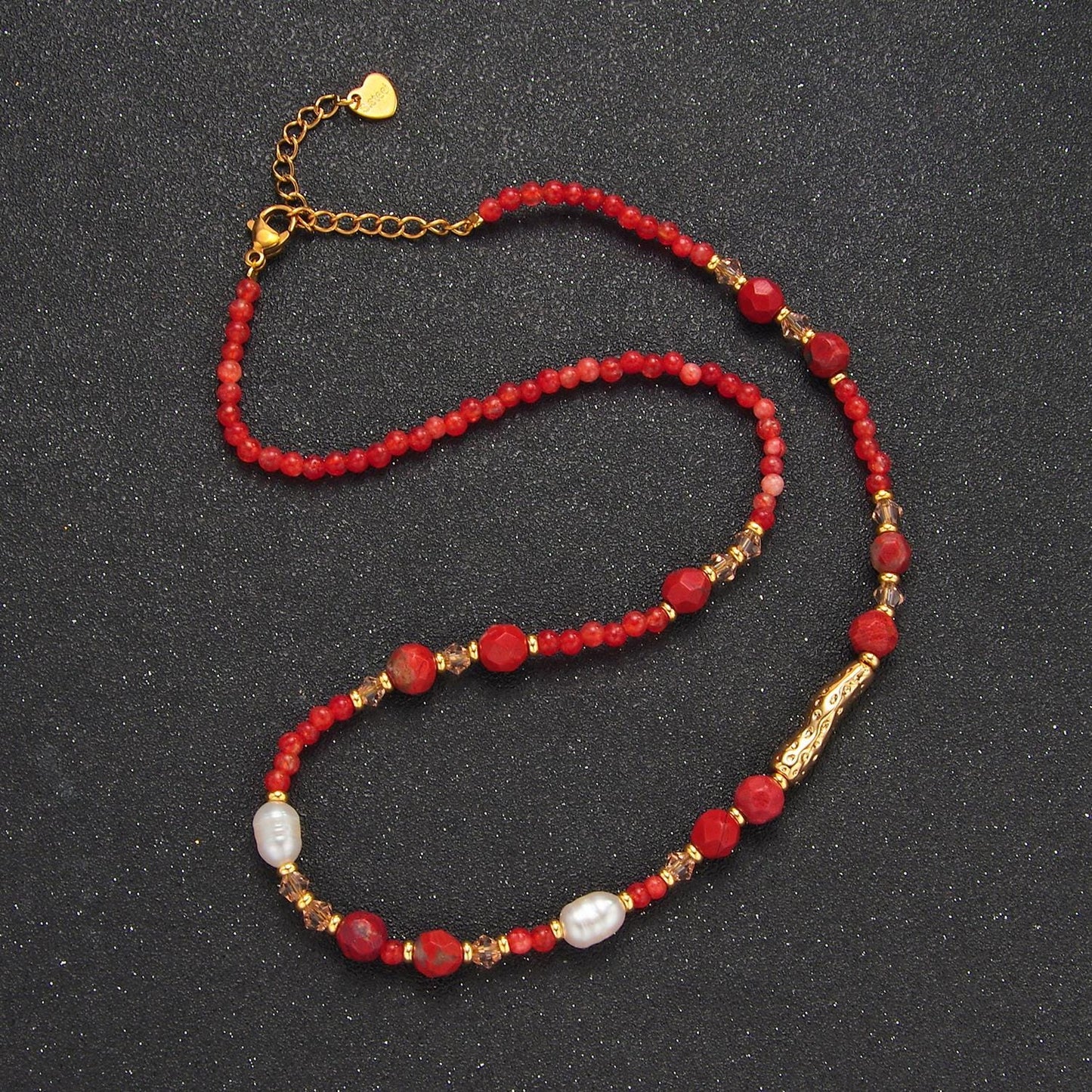 Red Carnelian 14k Gold Filled Beaded Necklace | WA-2649