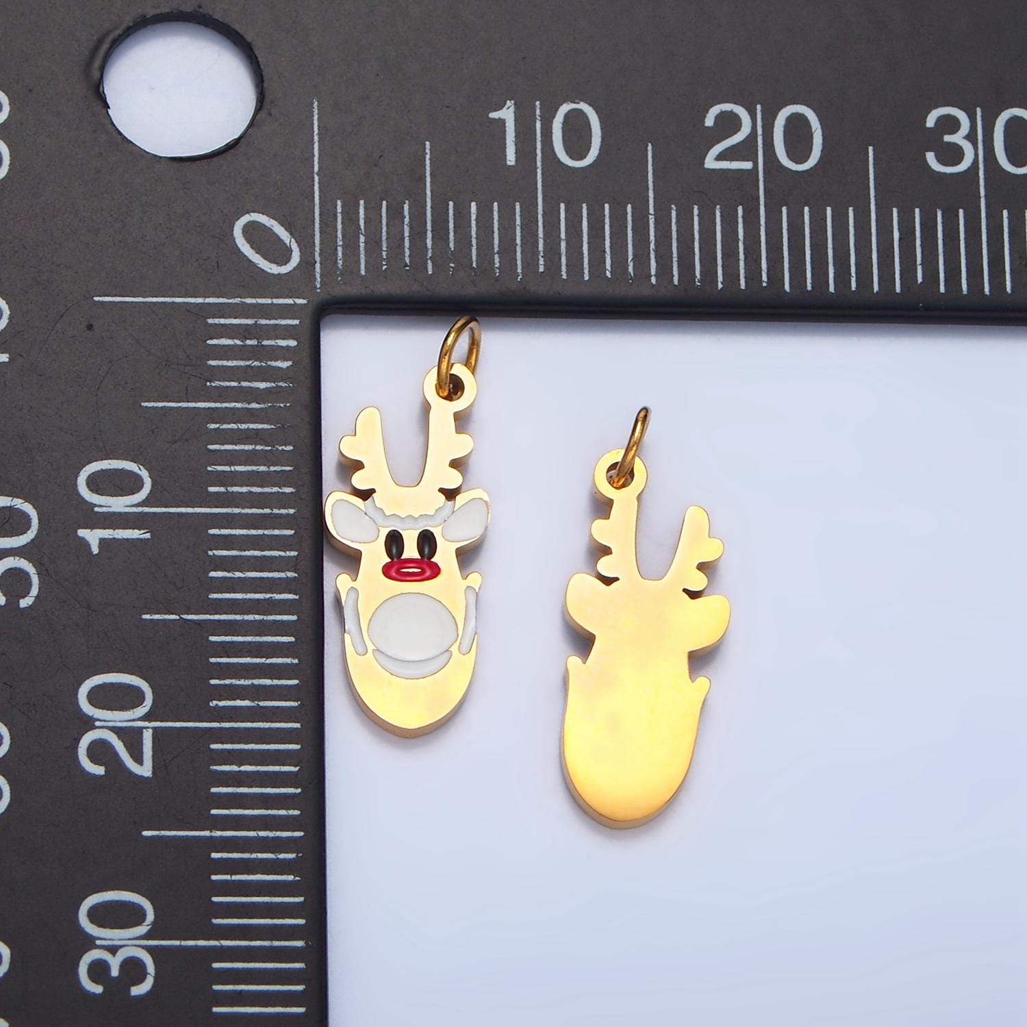 Reindeer Animal Stainless Steel Enamel Christmas Holiday Charm | P-1346