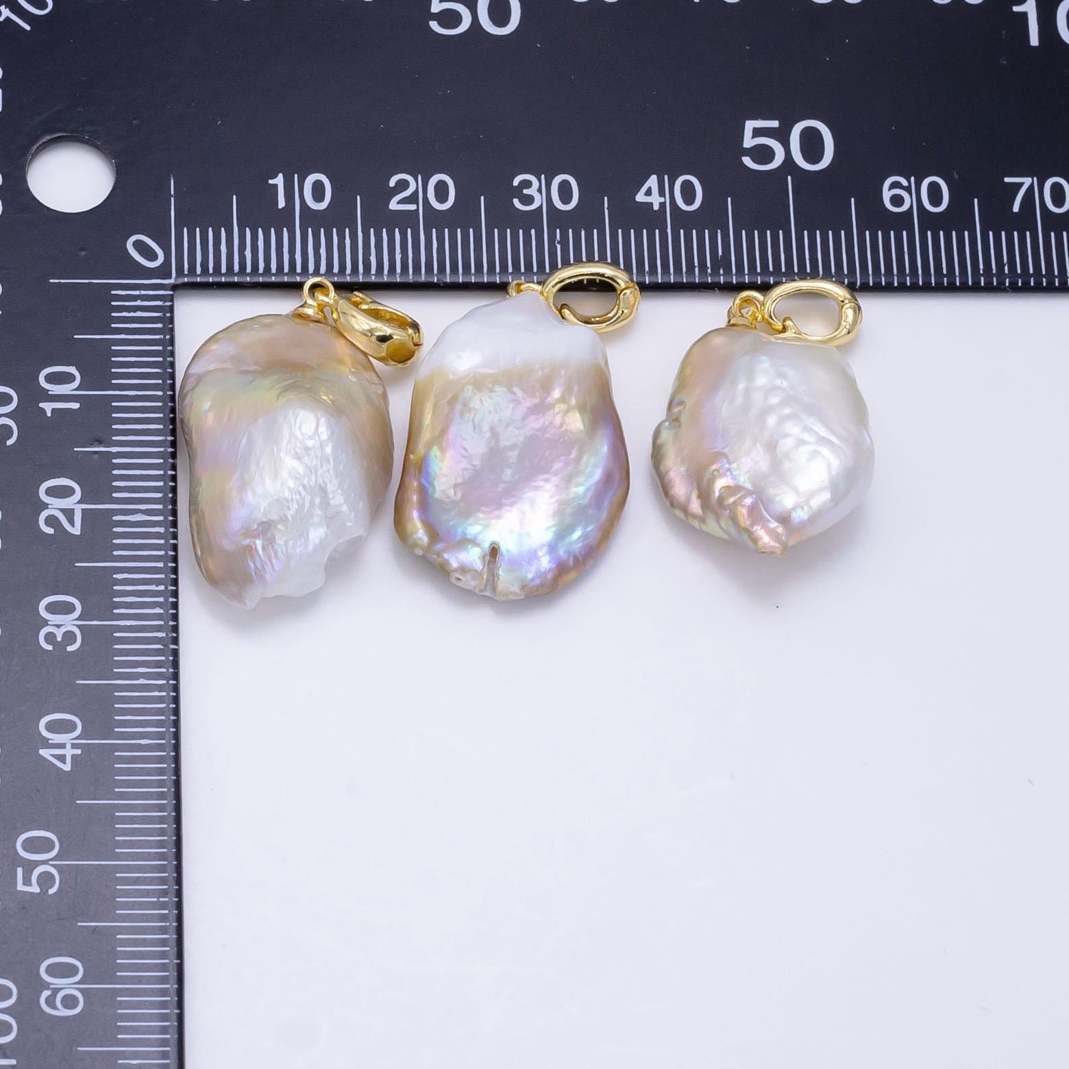 Flat Oval Irregular Pearl 26mm Latch Clasp | P-1884
