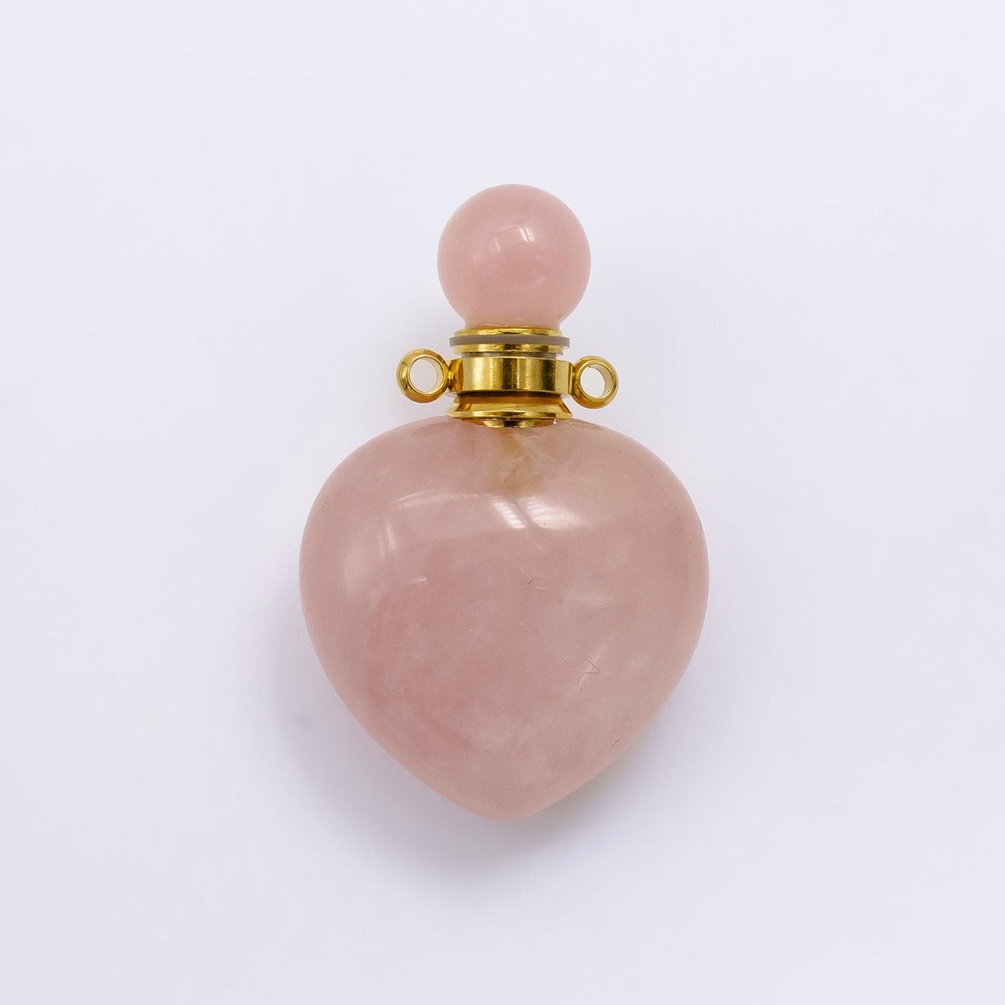 Gold Heart Rose Quartz Amethyst Aventurine Bottle Pendant Necklace, Natural Gemstone Crystal Quartz Perfume Potion Bottle Pendant Necklace