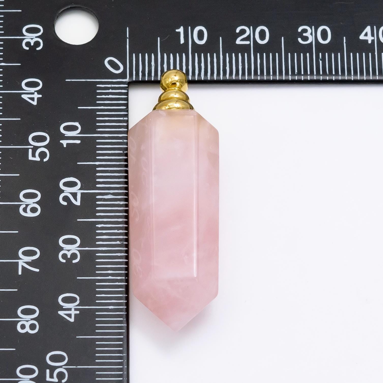 Crystal vial necklace Charm Aventurine Rose Quartz Purple Amethyst Energy Amulet gemstone necklace, perfume necklace Pendant