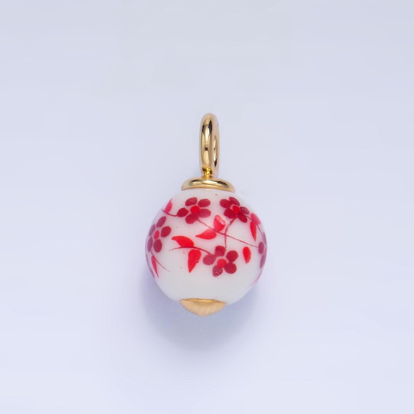Dainty Round Ceramic Charm Handmade Blue Red Sakura Painting Porcelain Vintage Charm For Necklace Bracelet Jewelry Making Supply W123